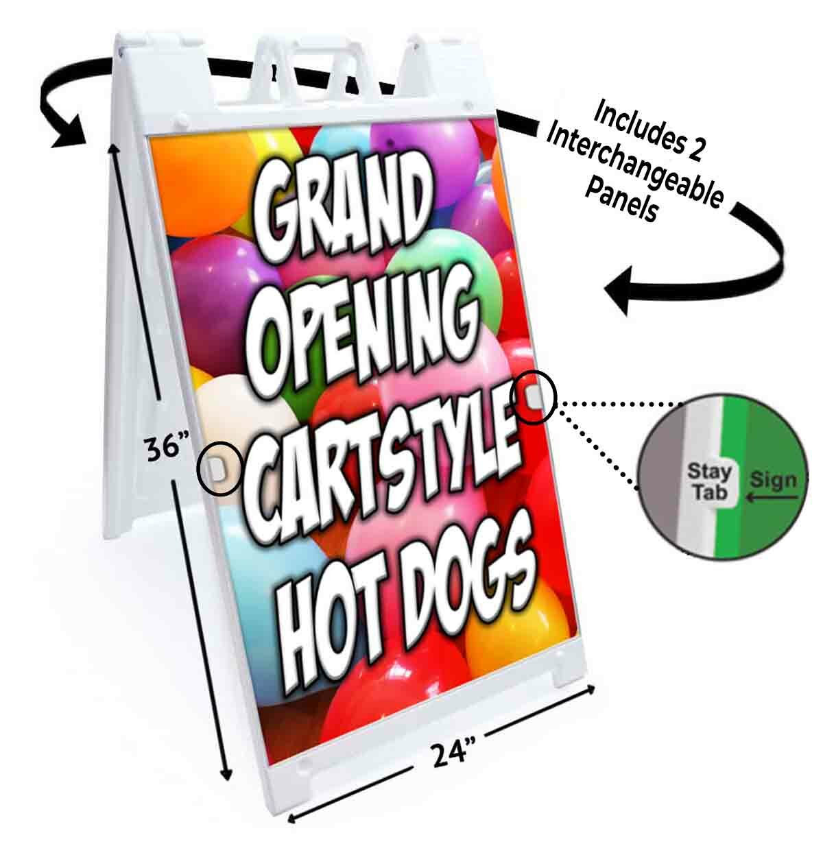 GRAND OPENING CARTSTYLE HOTDOG Signicade 24×36 Aframe Sidewalk Sign Banner Decal