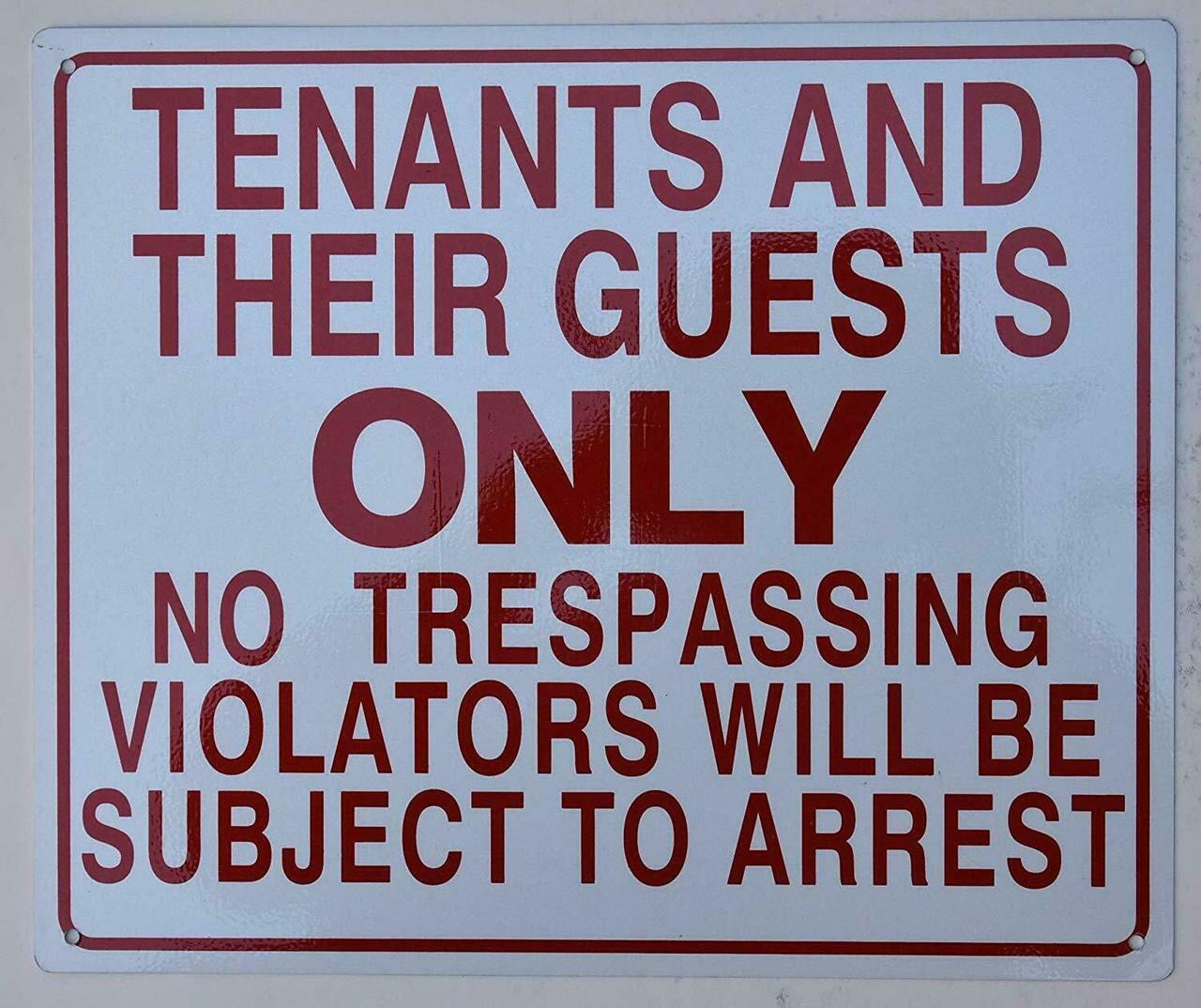Tenants and Their Guests Sign (White, Reflective, Aluminium 10×12)–REF24-1027