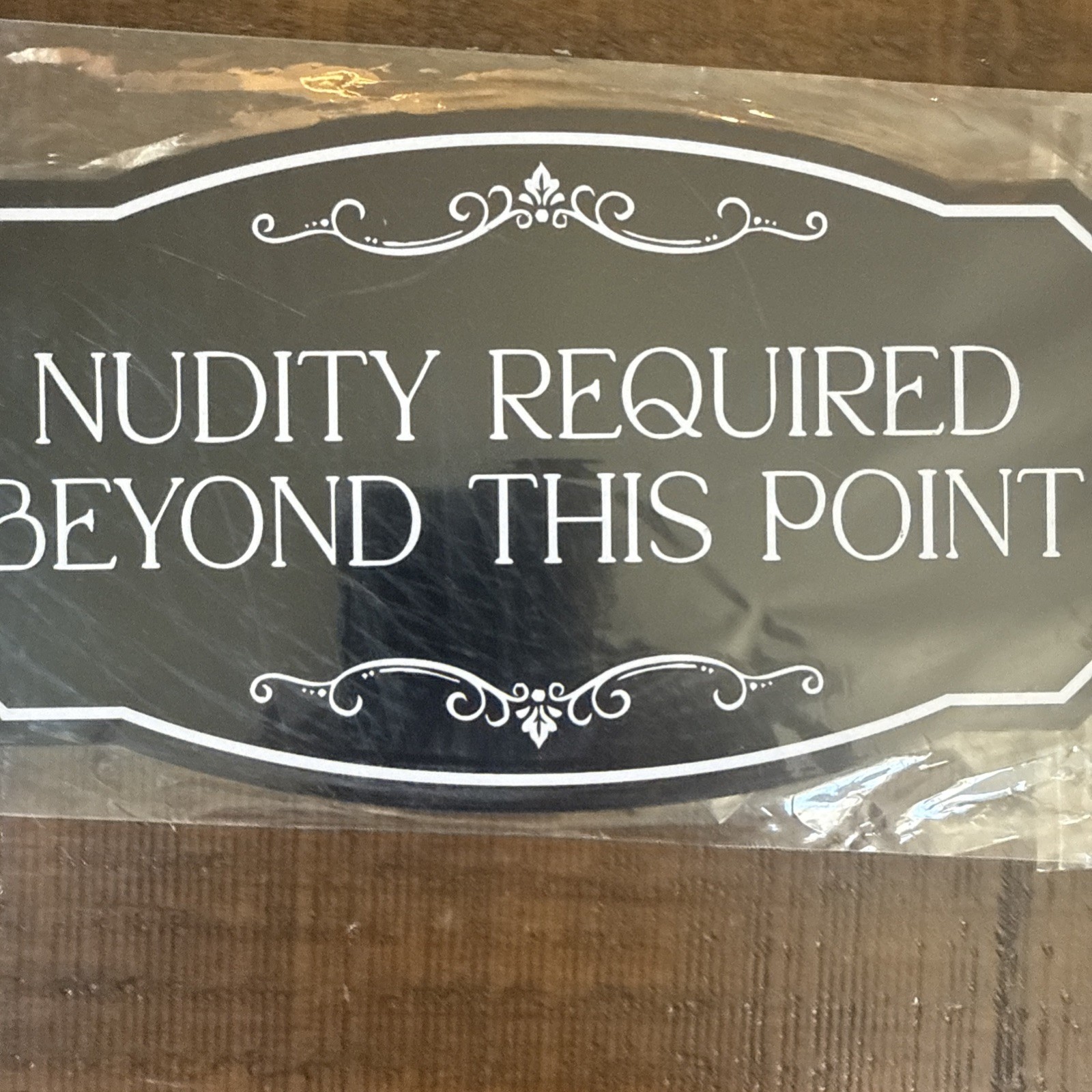 Victorian Notice Nudity required beyond this point Sign Black 5″ x 10″