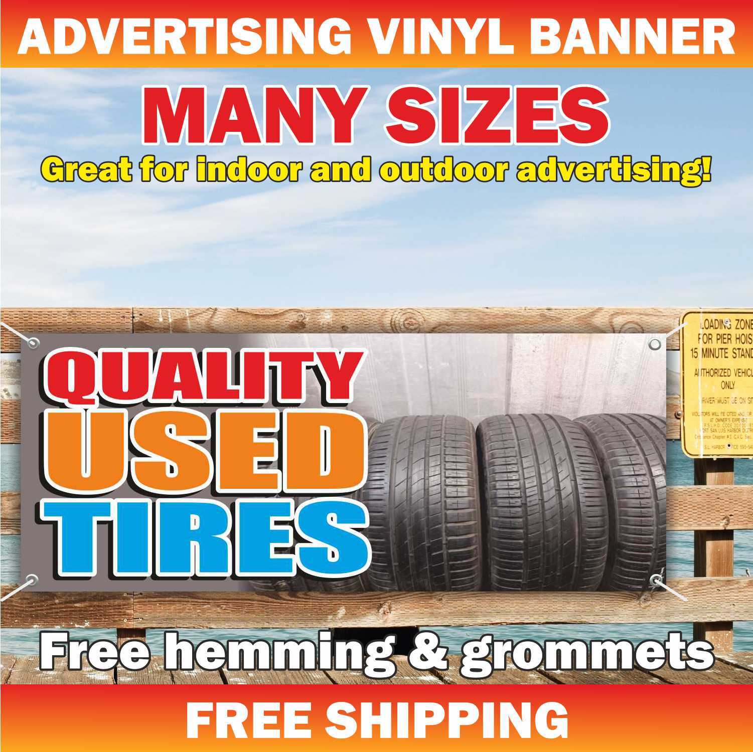 USED TIRES Advertising Banner Vinyl Mesh Sign repair car mechanic service auto