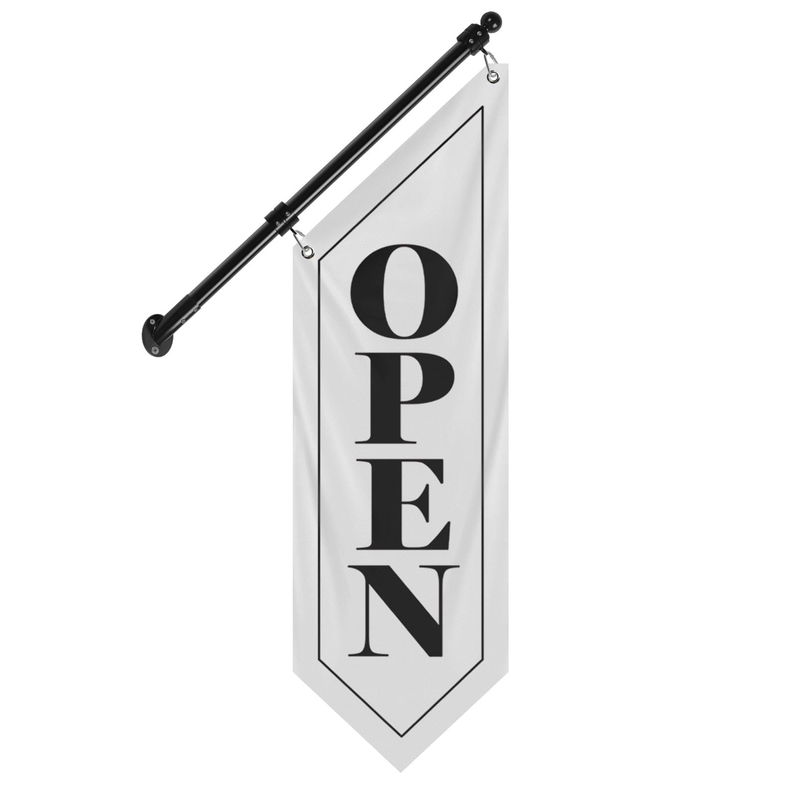 Double-Sided Open Flag with Pole Kit, 12″x35″ Vertical Storefront Open Sign w…