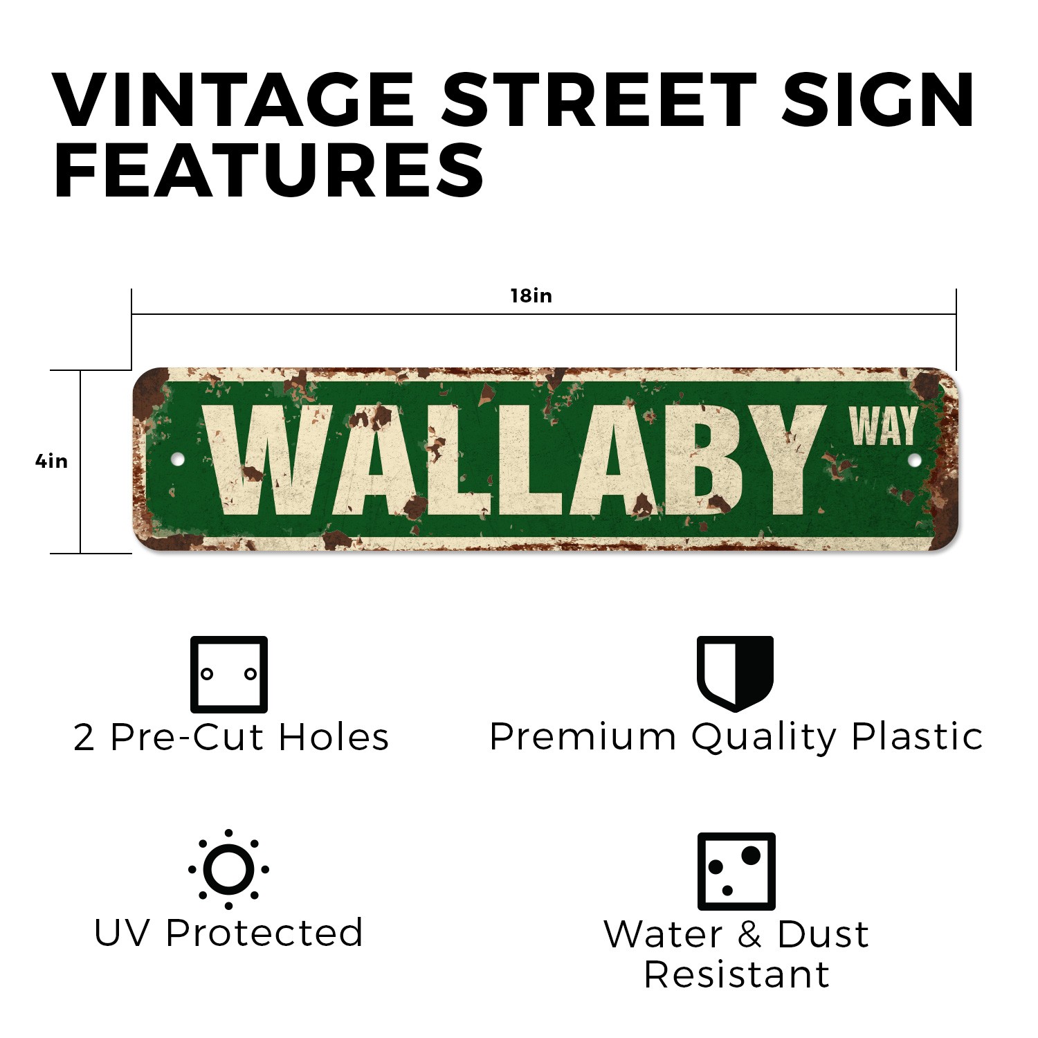 WALLABY Vintage Style Street Sign wallabies Australia joeys Australian Outdoor