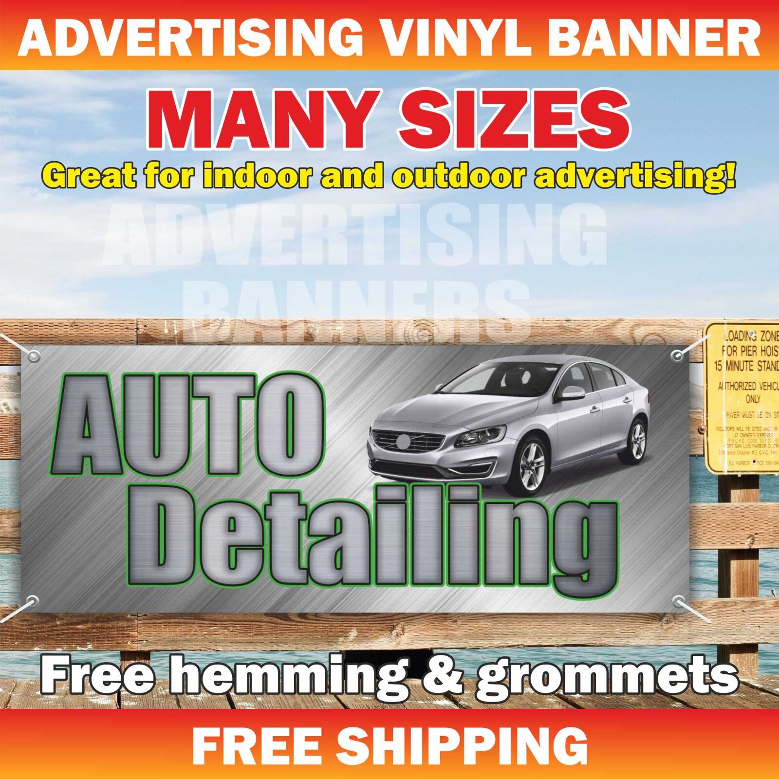 AUTO DETAILING Advertising Banner Vinyl Mesh Sign service repair cleaning car
