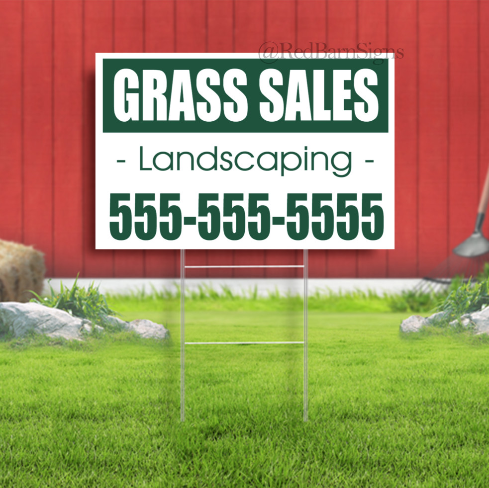 Grass Sales Landscaping Custom Indoor Outdoor Yard Sign with metal stakes