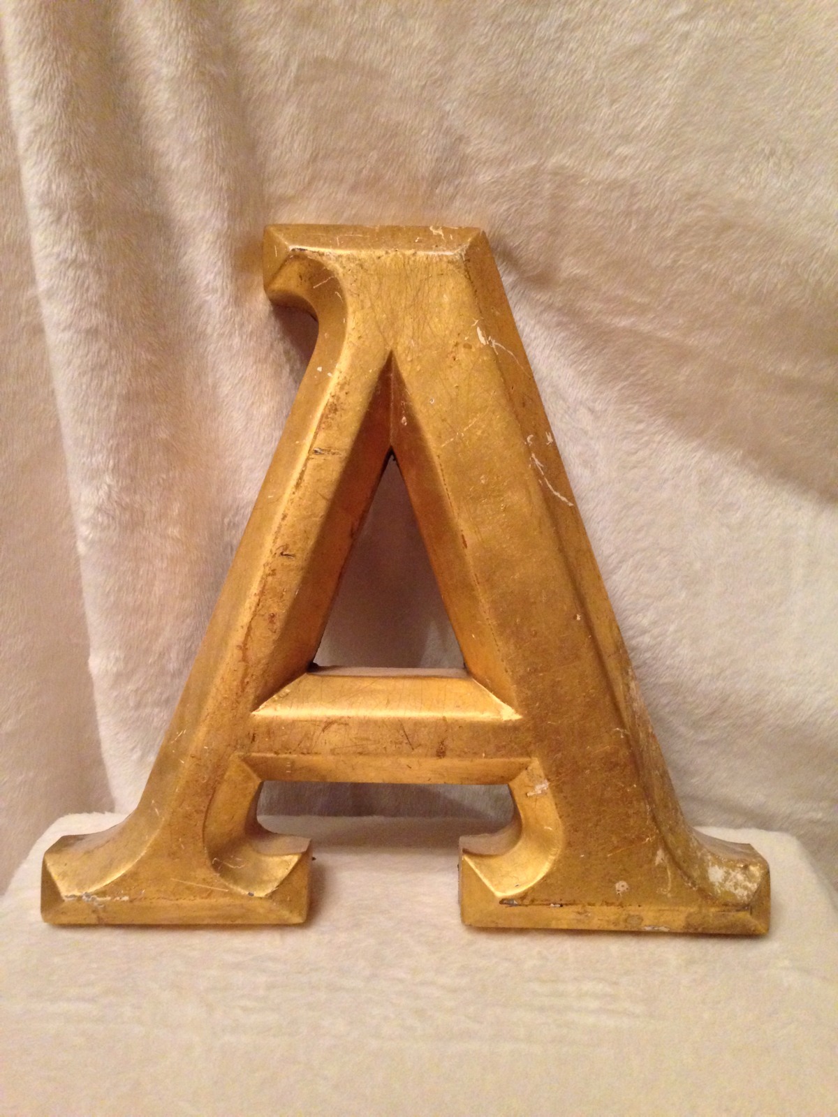 Vintage ENGLISH Shop Sign Letter A In Gold leaf – ADVERTISING 12″ Tall
