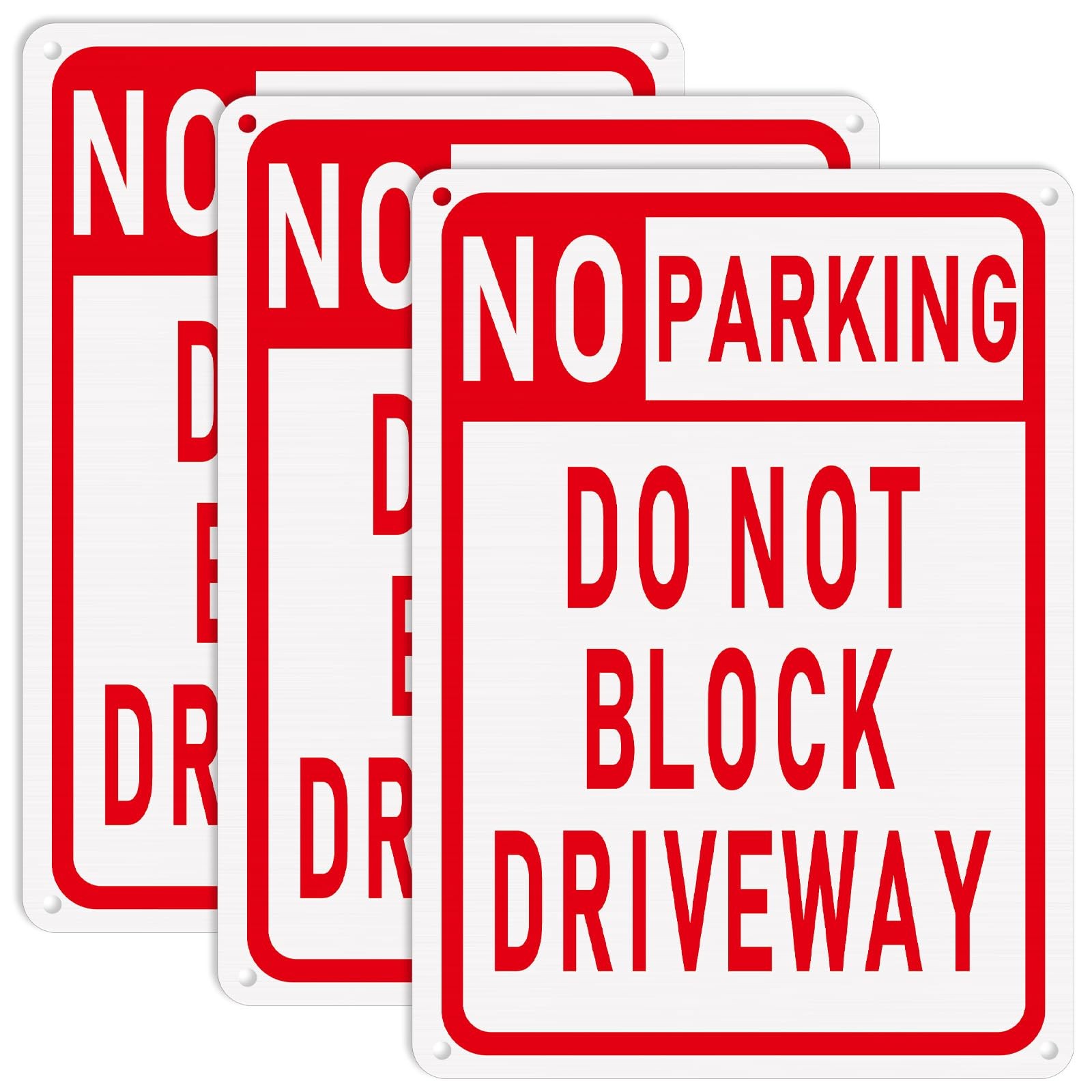 No Parking Sign Do Not Block Driveway 10 X 14 Inches Aluminum Metal Parking 3pcs
