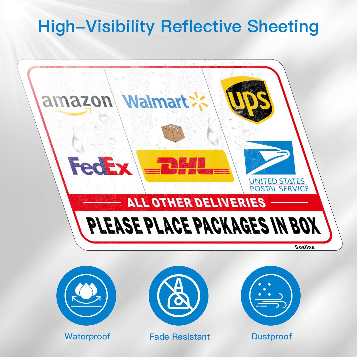 Please Leave Packages in Box Sign, Delivery Signs for Packages 4 Pack