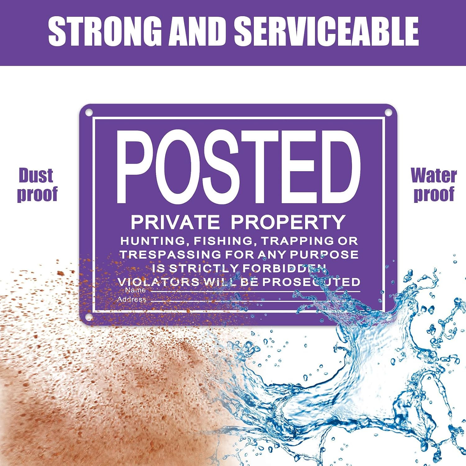 No Trespassing Signs 4 Pcs 10×7″ Private Property Reflective