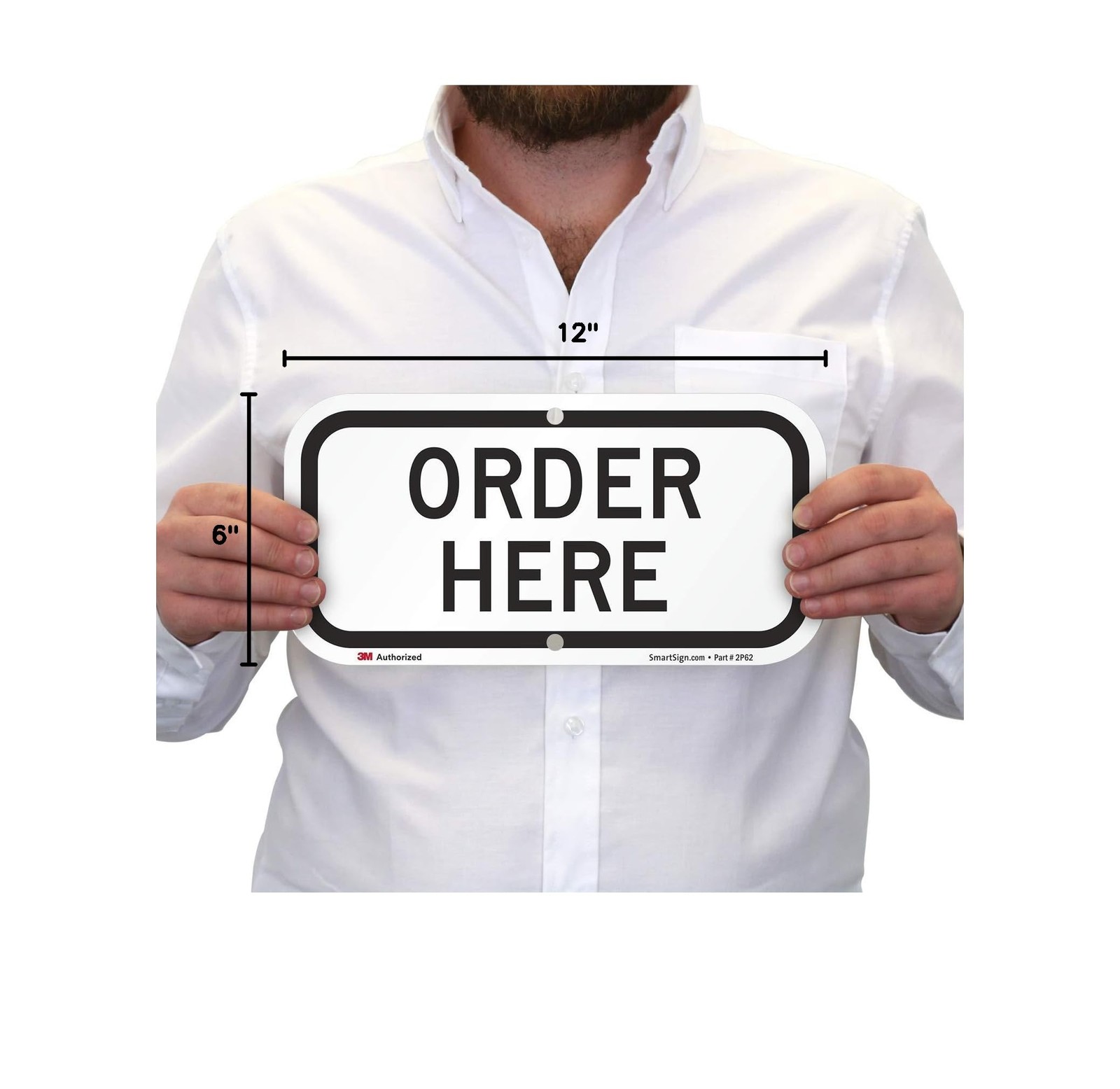 K-9064-AL-06×12 Order Here Sign 6×12 Inch Aluminum Black On White Commercial