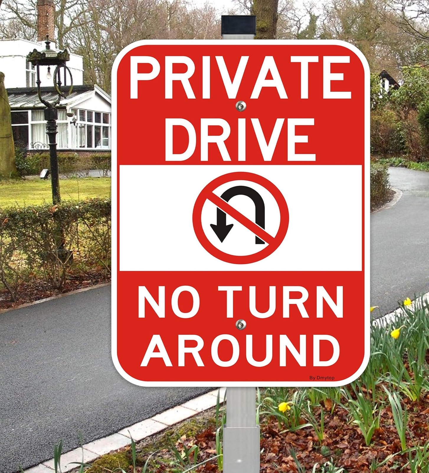2Pack 14×10 inch Private Drive No Turn Around Sign with 36″ Stake, Aluminum |…
