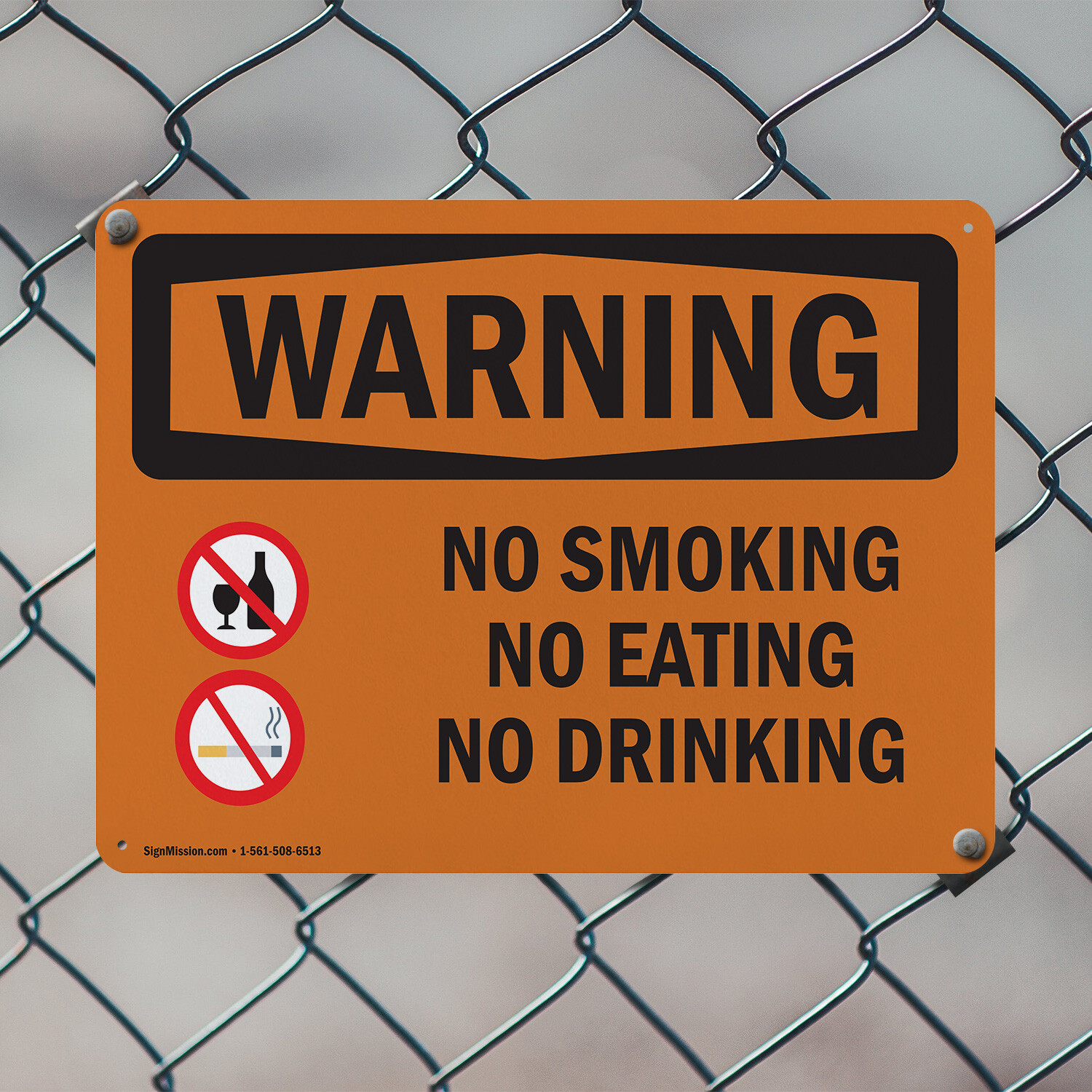 (2 Pack) No Smoking No Eating No Drinking OSHA Warning Sign Decal Metal Plastic