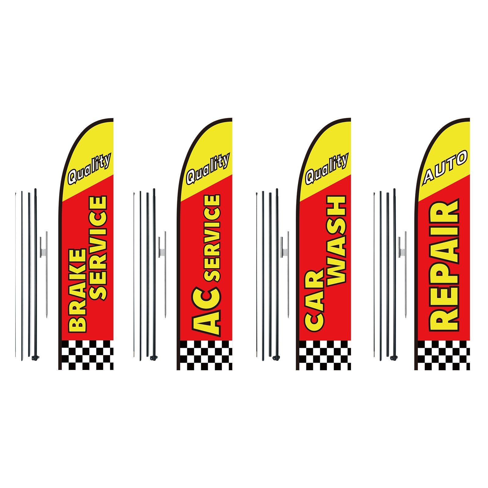 16.3ft High-Visibility Feather Flag Kit – 4 Flags, Aluminum Fiberglass Poles