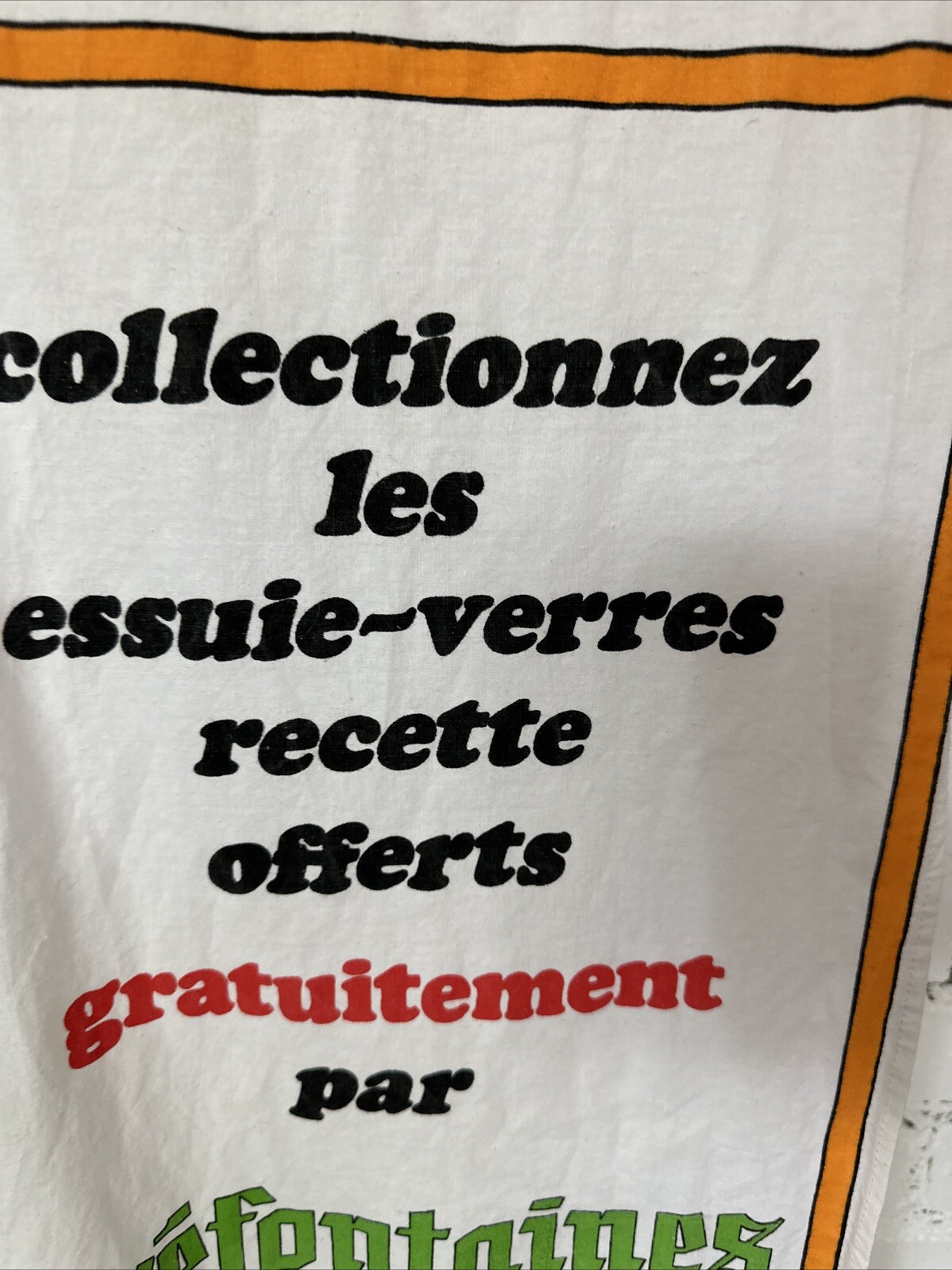 RARE Antique French Wine Sign Festival Banner Cotton 13.5 X 60”