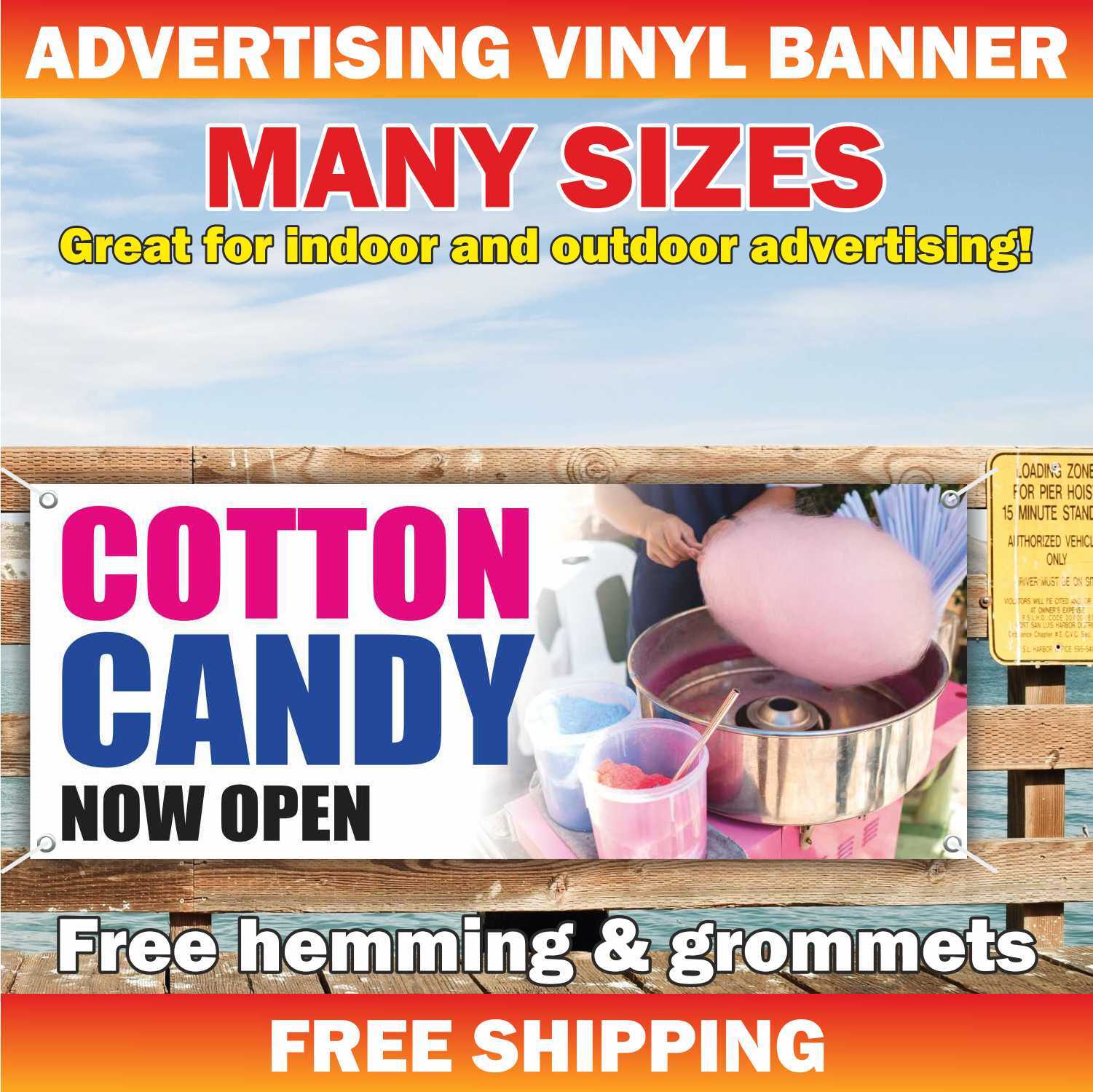 COTTON CANDY Advertising Banner Vinyl Mesh Sign carnival fair food lemonade open