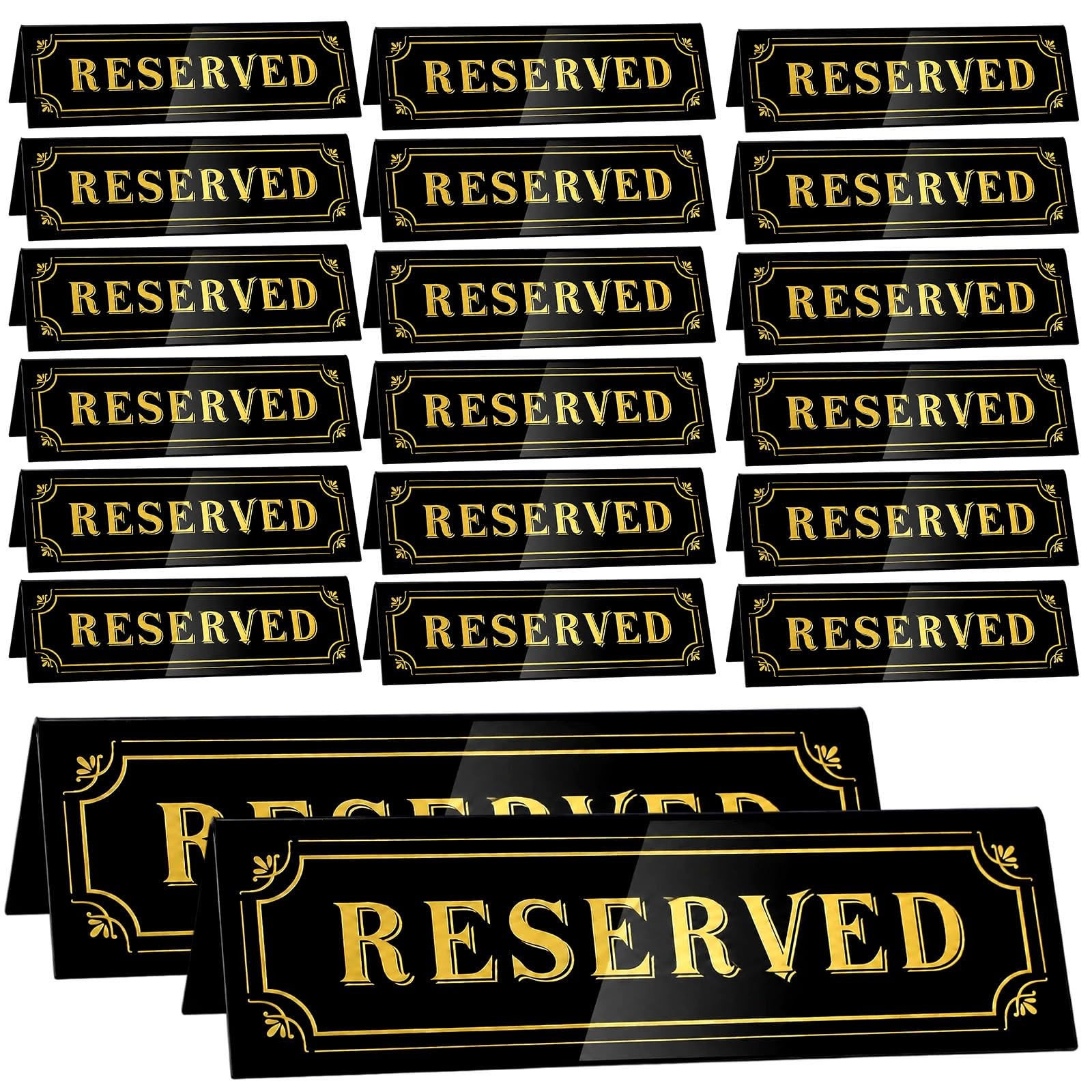 20 PCS Acrylic Reserved Table Signs 6×1.8 Inch DoubleSided Seating Cards
