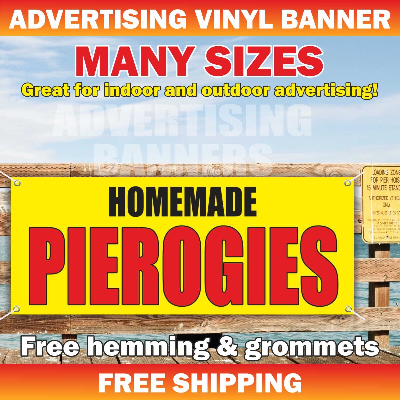 HOMEMADE PIEROGIES Advertising Banner Vinyl Mesh Sign bakery cookies fried