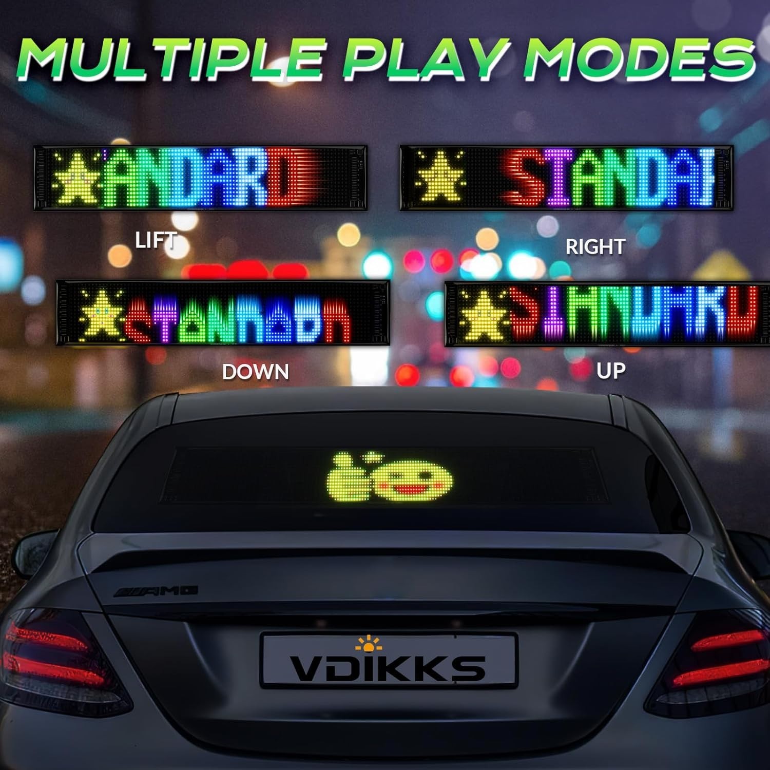 23″x5″ Devil Eyes LED Car Sign – Bluetooth Control Custom Messages & Animations