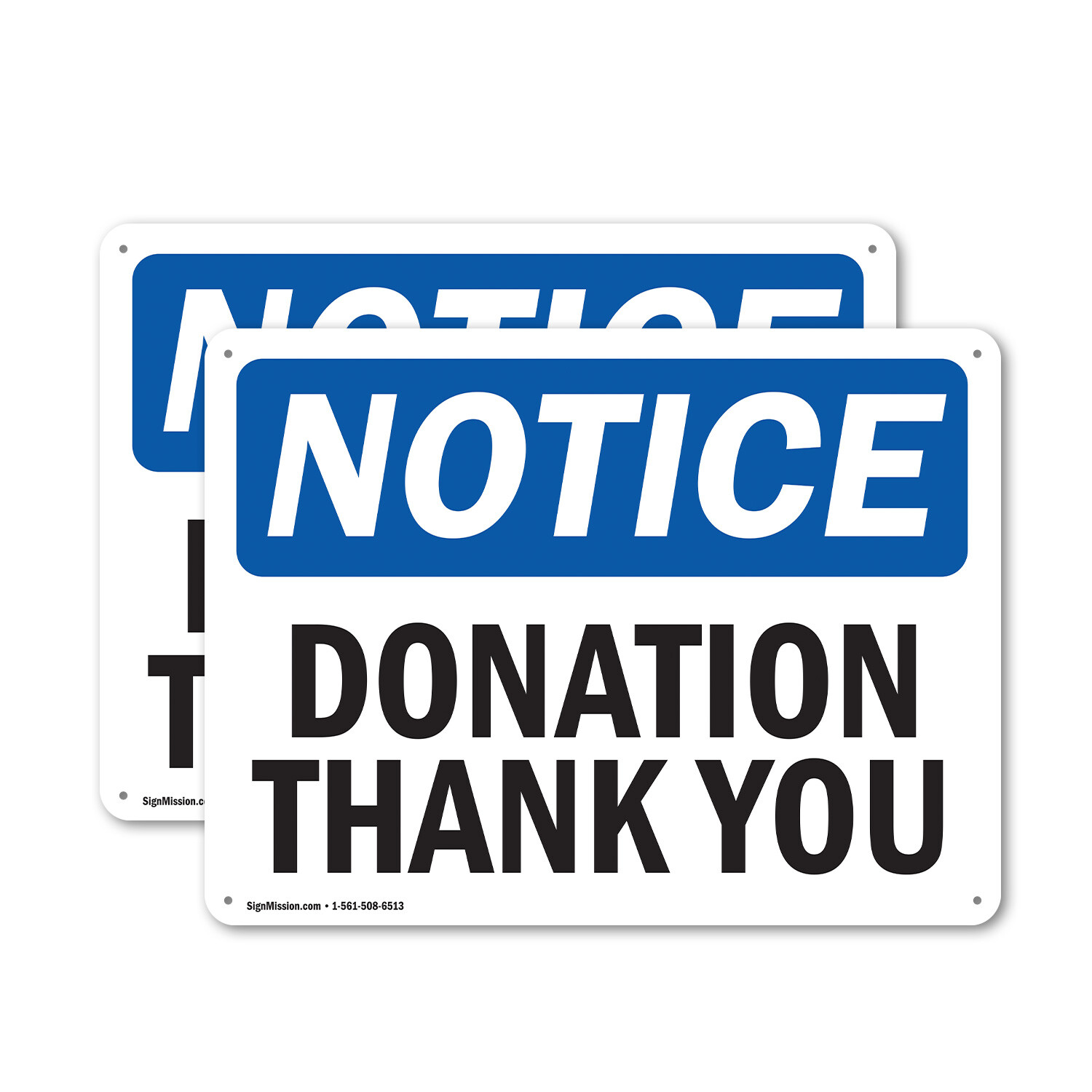 (2 Pack) Donation Thank You OSHA Notice Sign Decal Metal Plastic