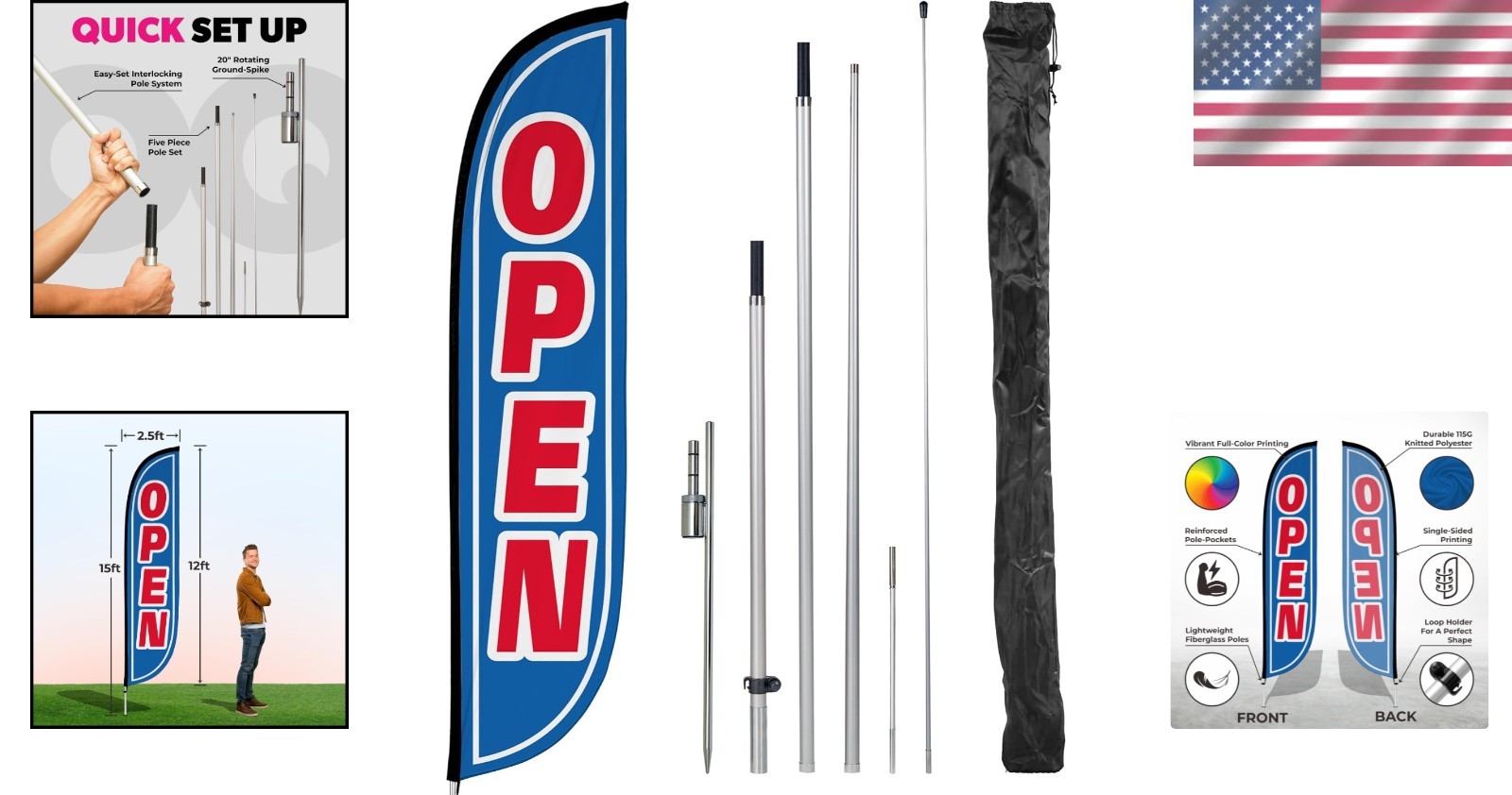 Eye-Catching 12ft Business Promotion Flag with Ground Spike