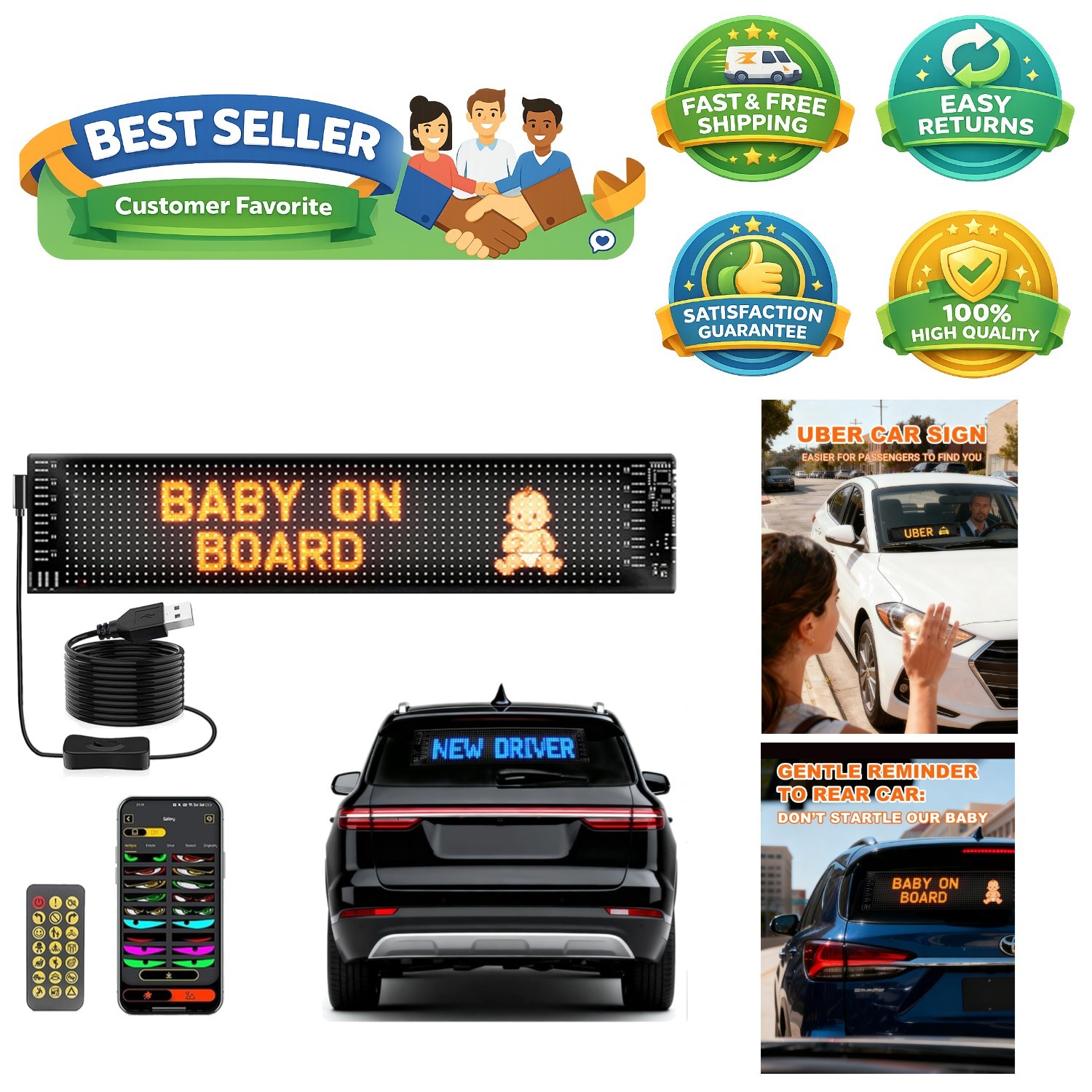 Flexible LED Scrolling Display for Vehicles and Promotions – 23.5” x 4.7”