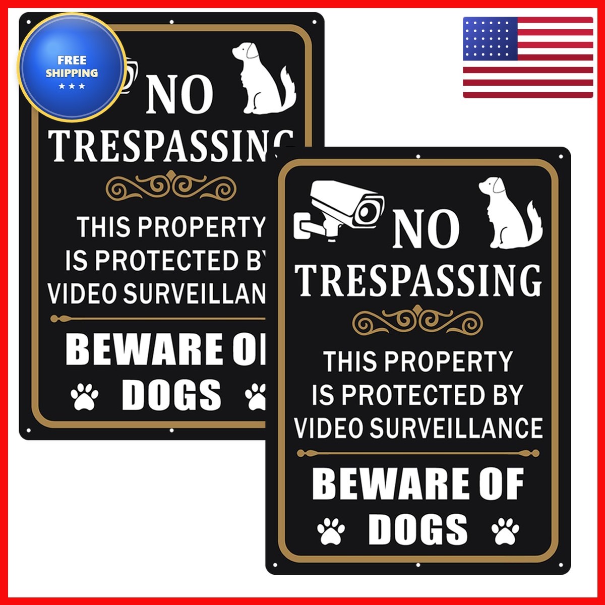 Clotide 2 Pack Beware of Dogs Sign 10″ x 14″ Rust Free Aluminum