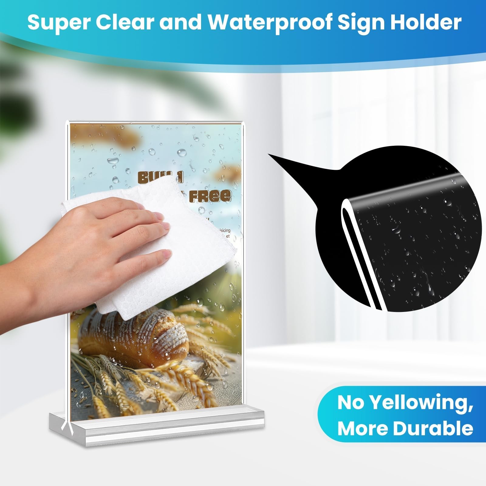 Acrylic Sign Holder 4×6, 15 Pack Clear Double Sided Menu Vertical Display Sta…