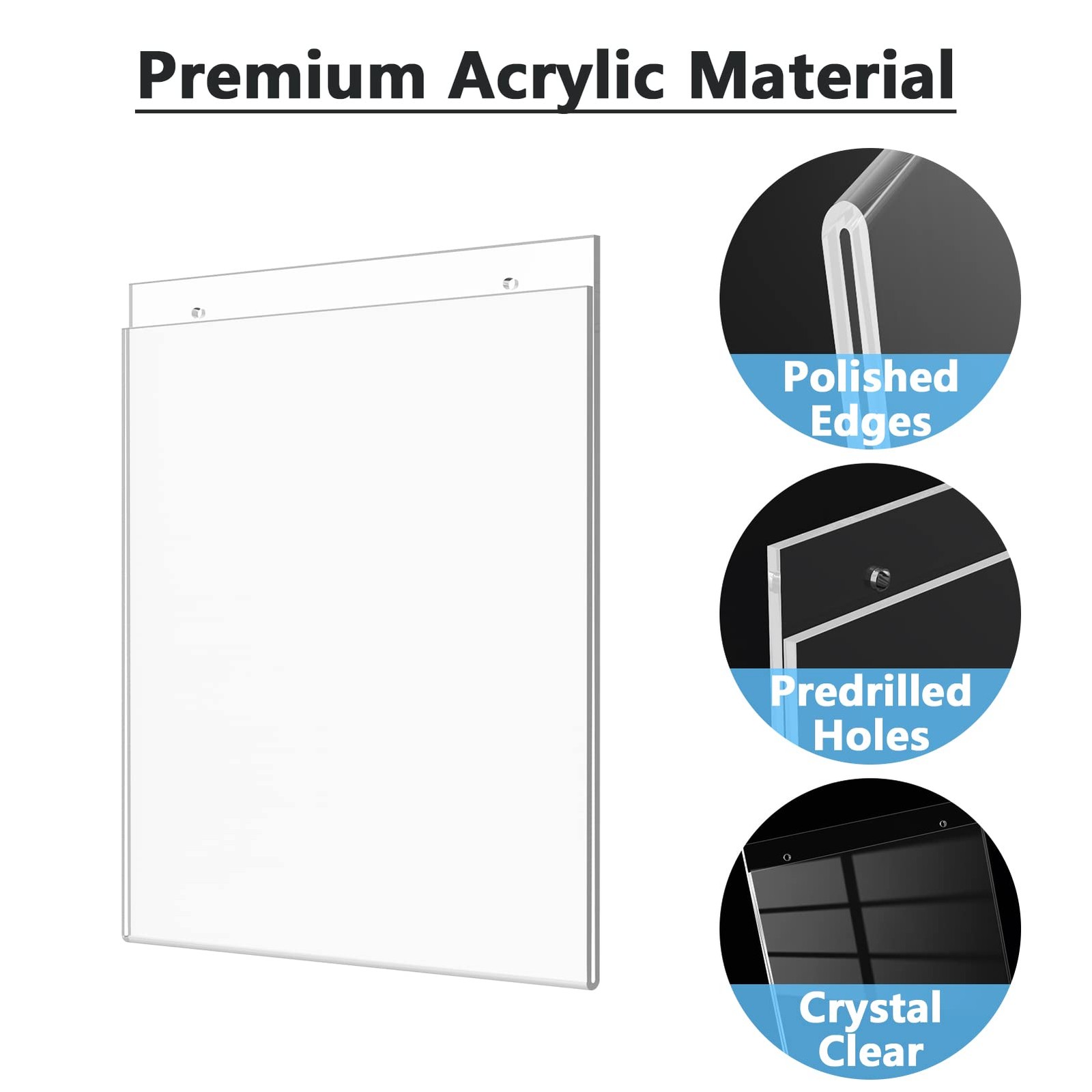 MaxGear 6 Pack Wall Mount Sign Holder 8.5 x 11, Clear 8.5×11 inch,