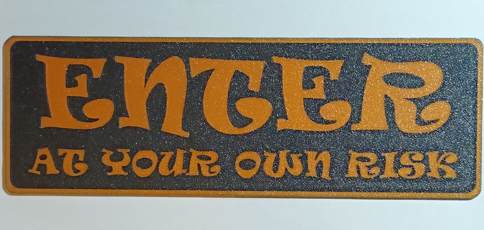 3″X9″ Plastic “ENTER” Sign Black & Orangew/Adhesive Strips, Great For Halloween.