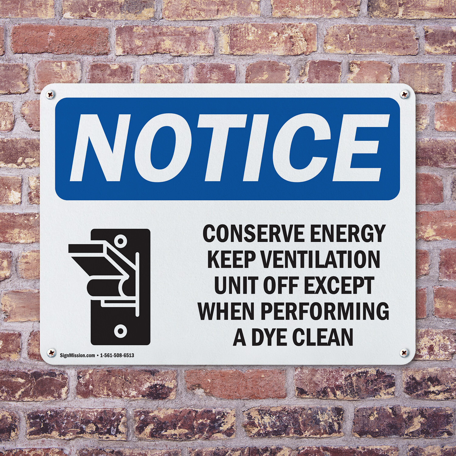 (2 Pack) Conserve Energy Keep Ventilation OSHA Notice Sign Decal Metal Plastic