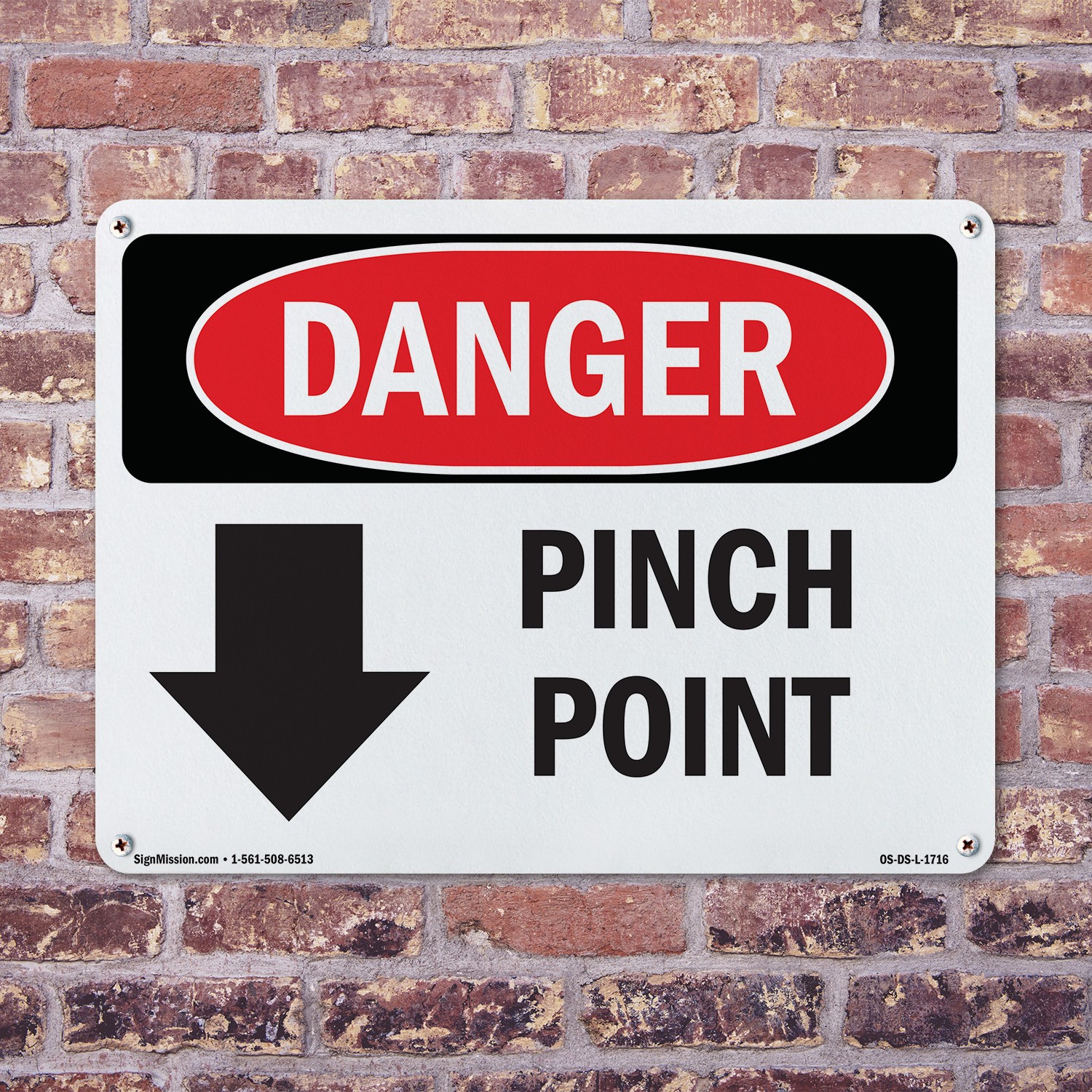 Pinch Point OSHA Danger Sign Metal, Plastic, Or Decal – 5 or 10 Pack