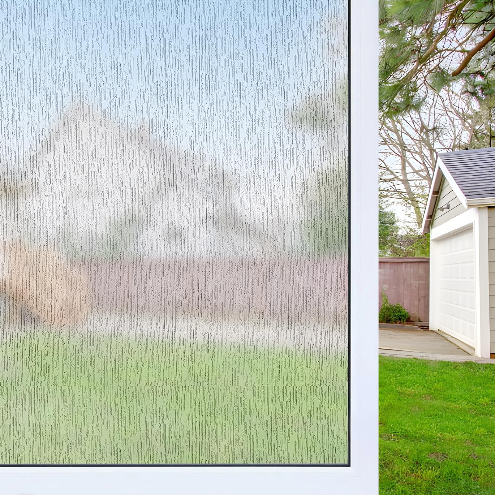 WPCTEV Window Film Non Adhesive Frosted Film Privacy Window Sticker Self Stat…