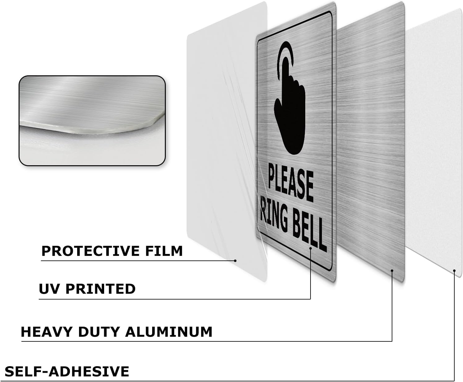 Please Ring Bell Signs 6 � 6 Inches Aluminum Self-Adhesive Waterproof Metal Sign