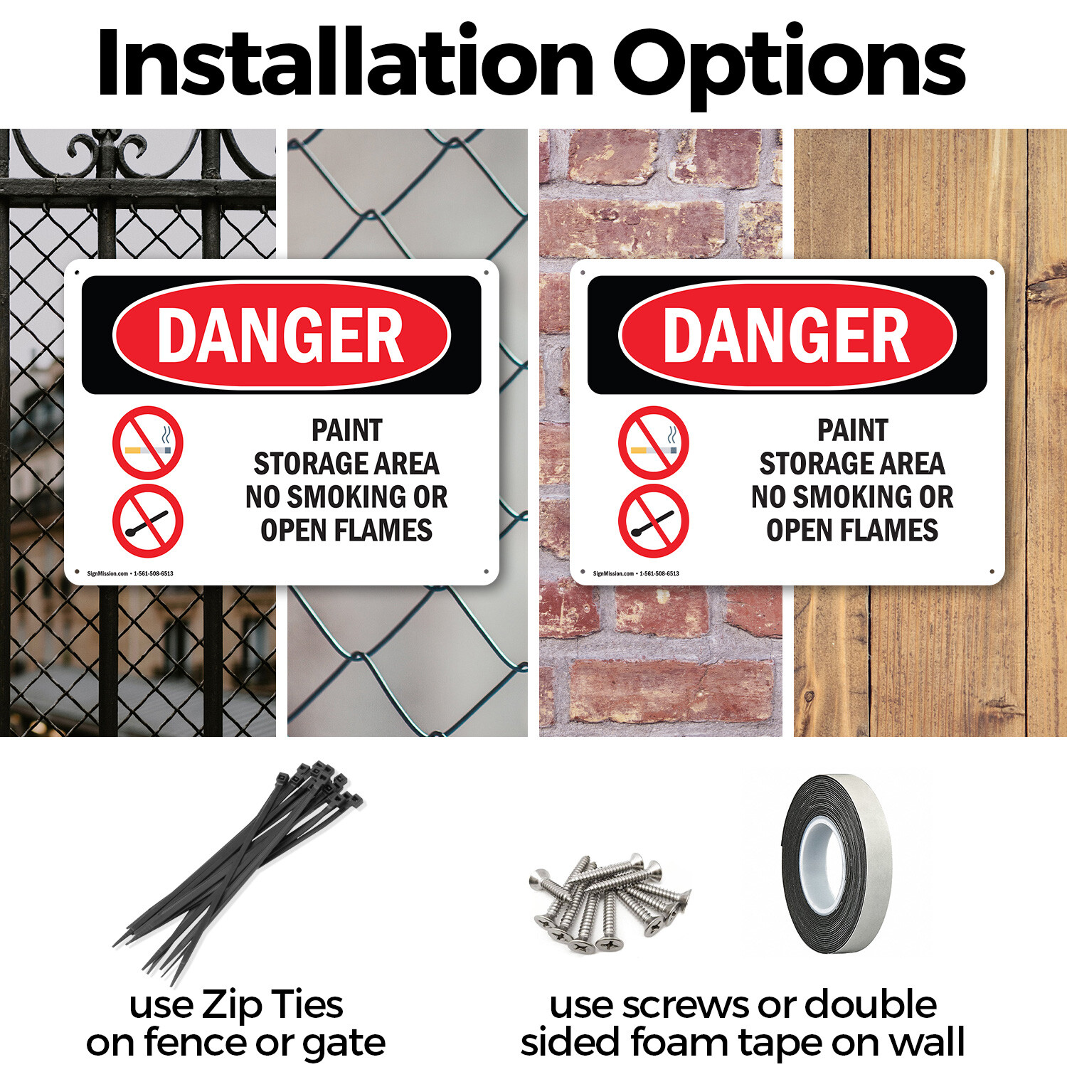 (2 Pack) Paint Storage Area No Smoking Or Open Flames OSHA Danger Sign Decal