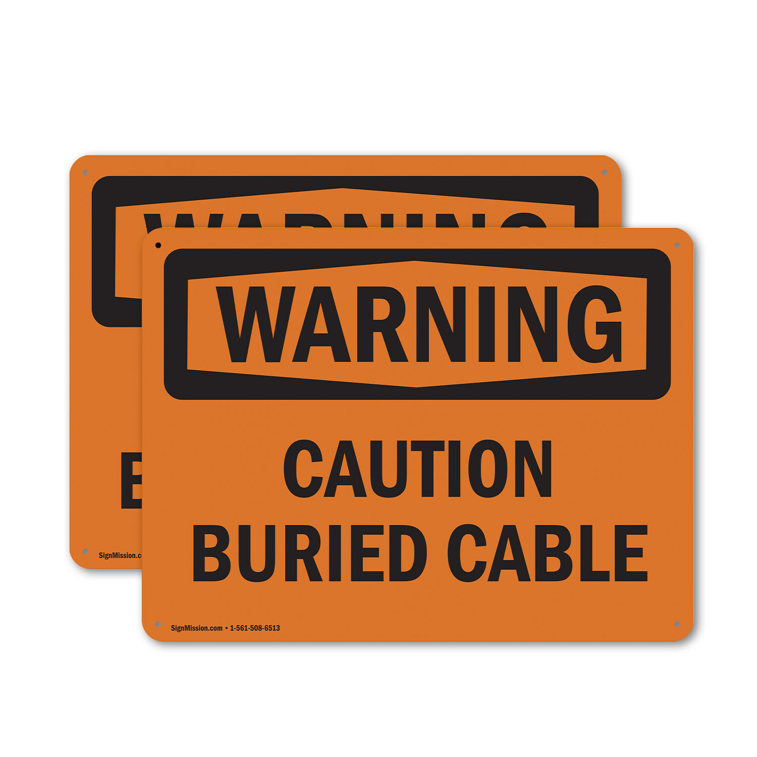 (2 Pack) Caution Buried Cable OSHA Warning Sign Decal Metal Plastic