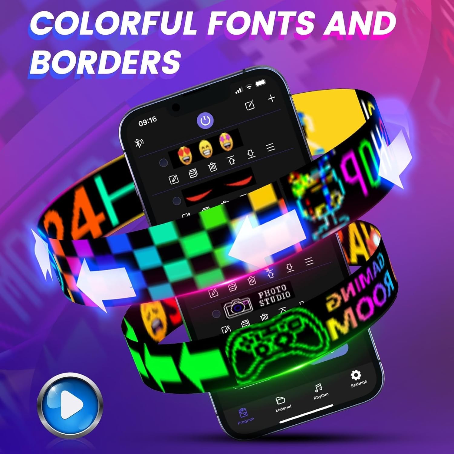 Bright 24.6”x6.3” Programmable LED Display with Bluetooth & Custom Patterns