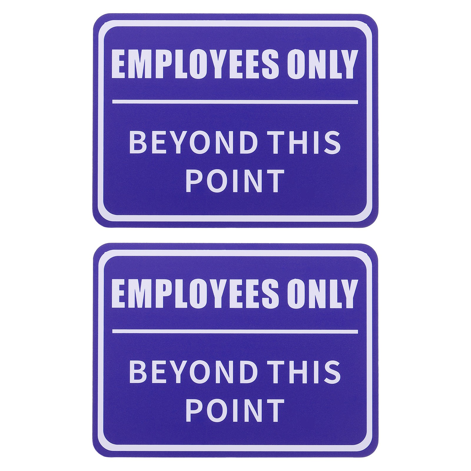 Employees Only Sign, 2 Pack 8×6 Inch Plastic Adhesive Office Door Signs Blue
