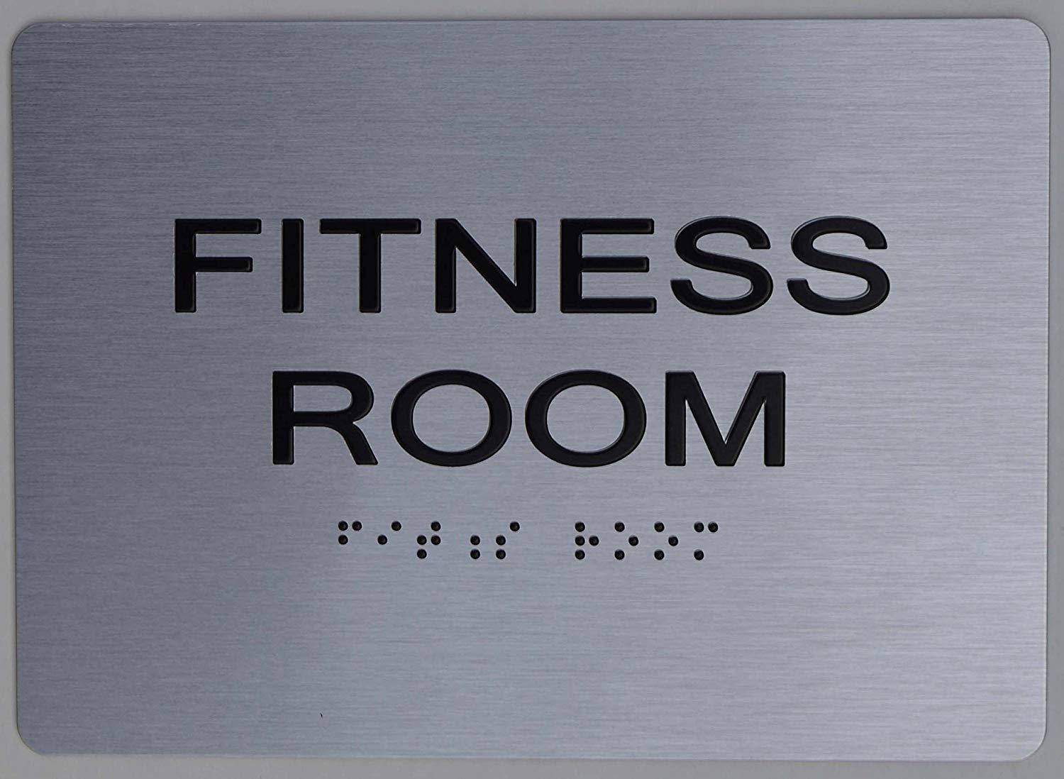 Fitness Room Sign (Aluminum, Brush Silver, Size 5X7) The Sensa..-REF24-1027