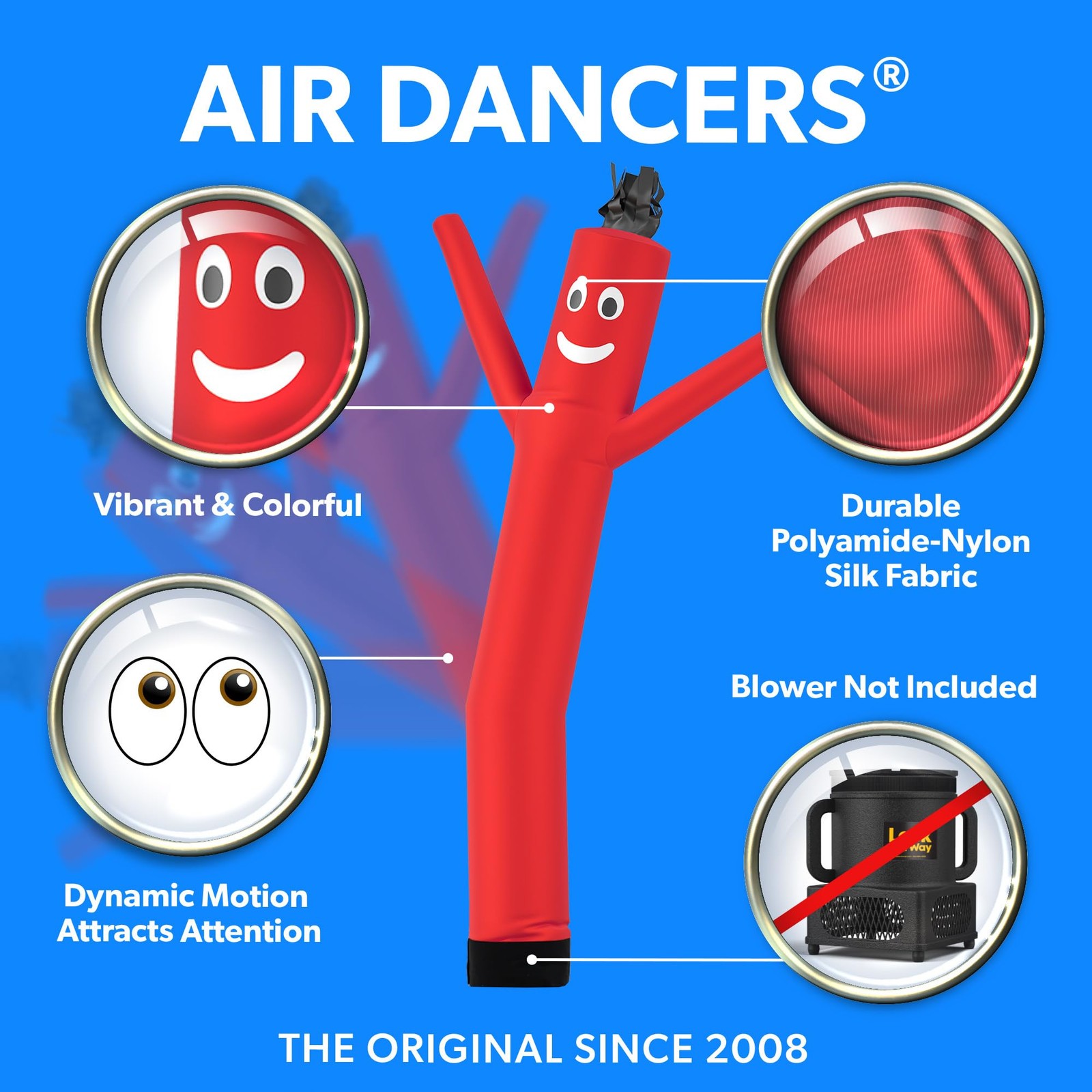 Red 6 Ft Air Dancers Wacky Waving Inflatable Tube Man Attachment No Blower