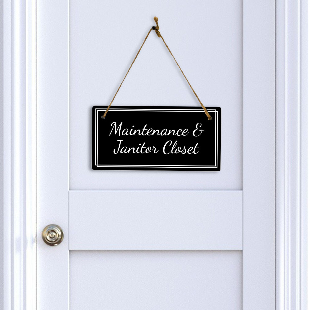 Maintenance & Janitor Closet 5×10 Hanging Plus Wall or Door Sign | Office Decor