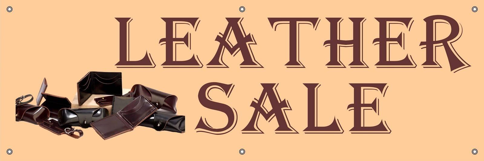 Leather Sale | Vinyl Banner w/ Grommets | 2’H x 6’W