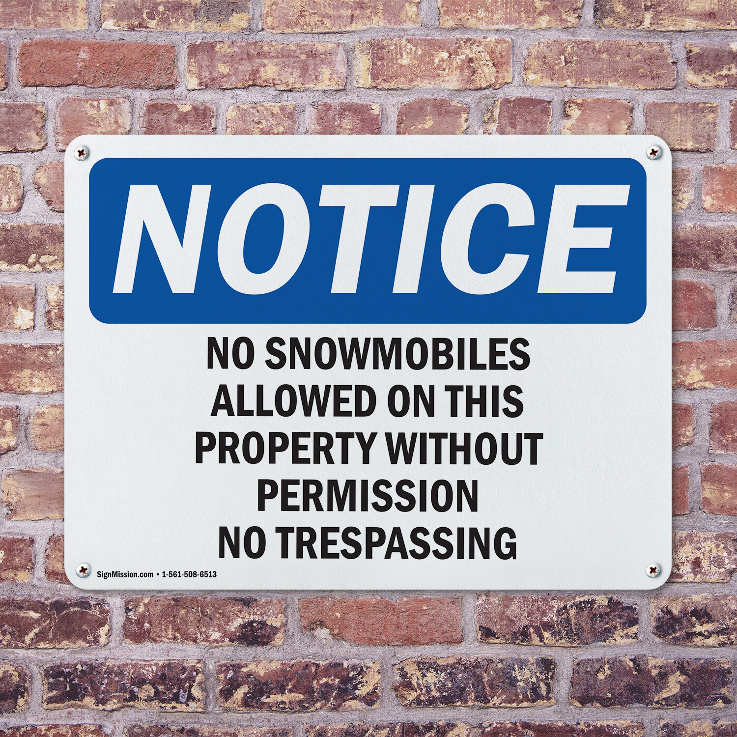 (2 Pack) No Snowmobiles Allowed On This Property OSHA Notice Sign Decal Metal