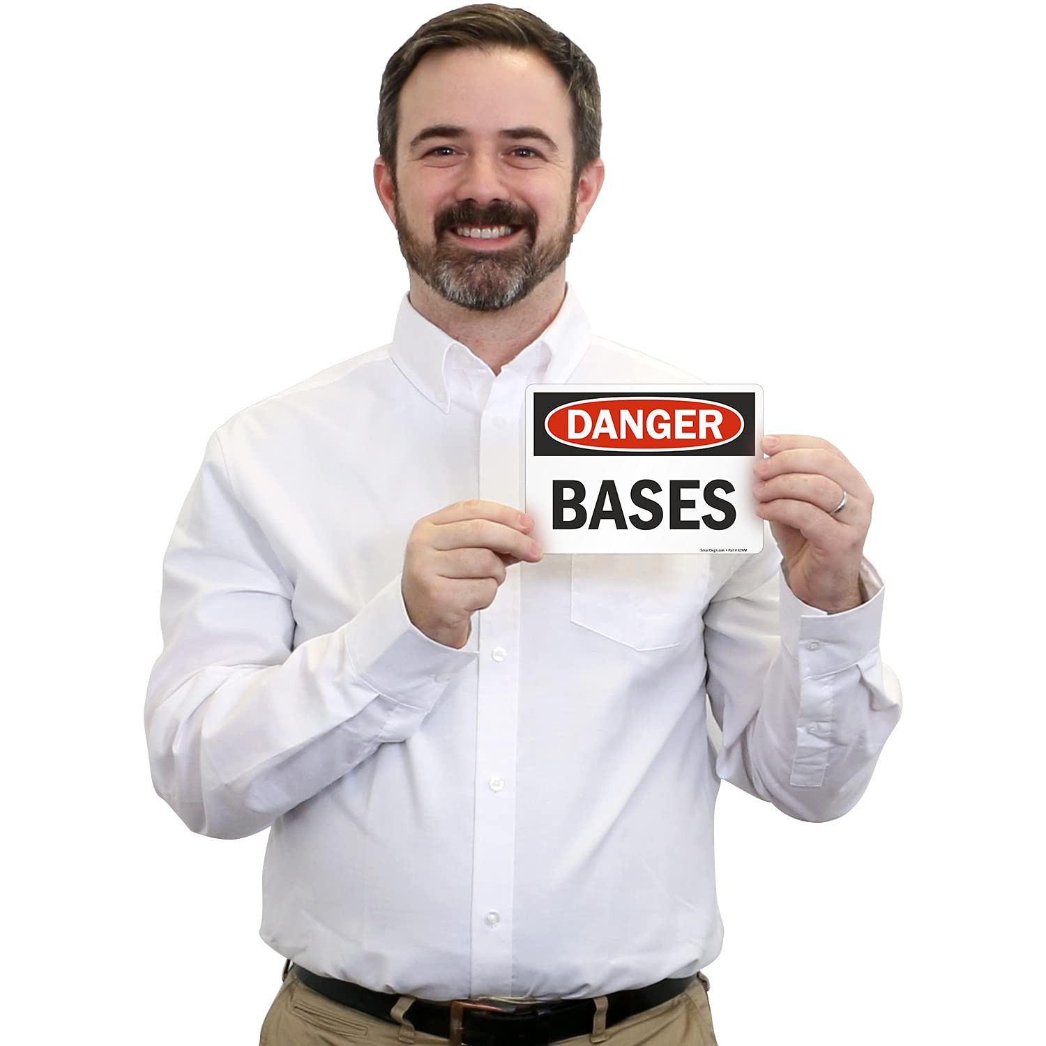 Danger Bases Label 5×7 Inch Laminated Vinyl Decal Sticker Safety Signage