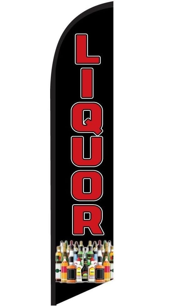 Liquor Mark Sign, Convenience Market Store Advertising Feather Banner Swooper…