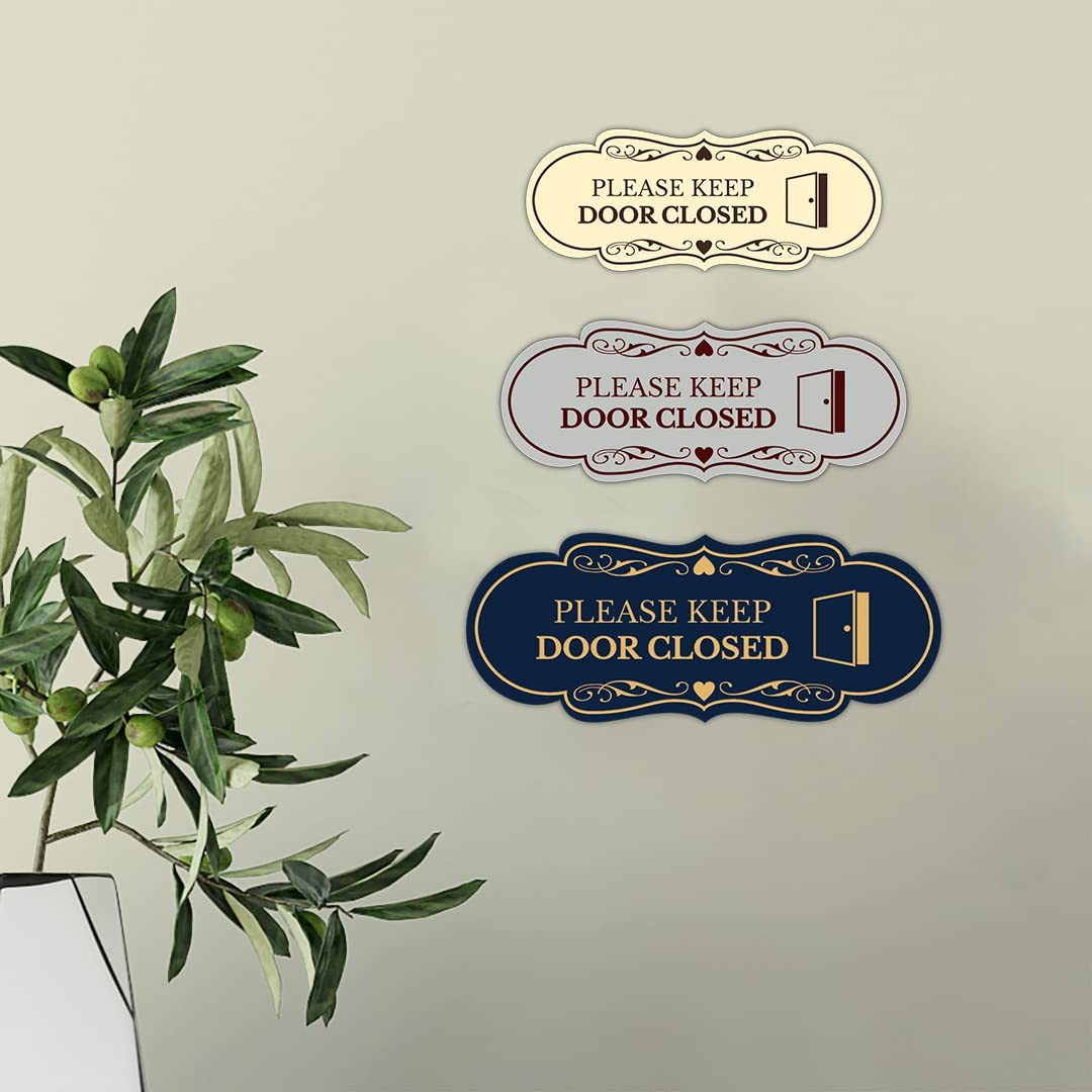 Designer Please Keep Door Closed Image Sign Black Gold – Medium