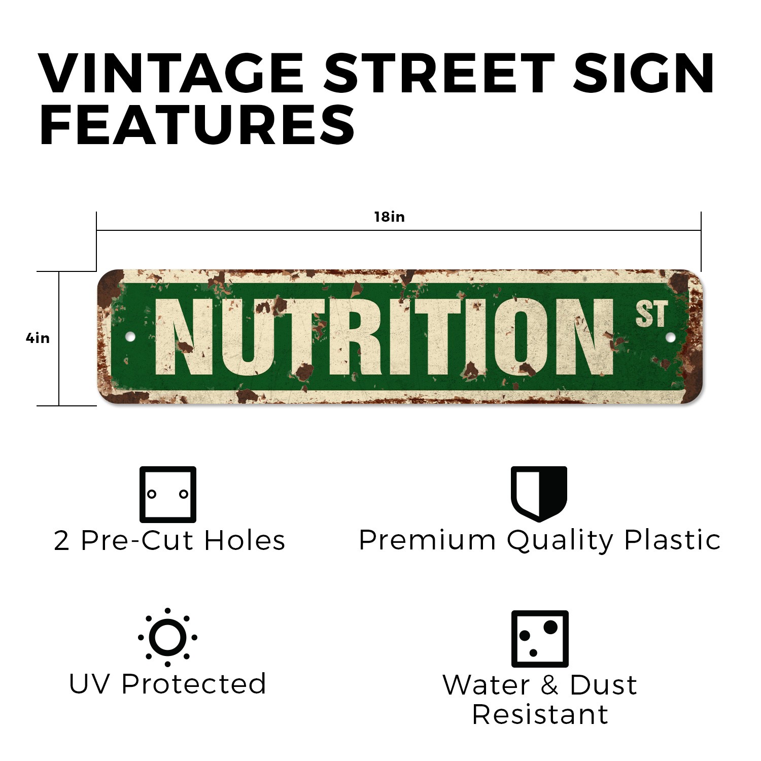 NUTRITION Vintage Style Rustic Street Sign healthy eating dietary dietitian good