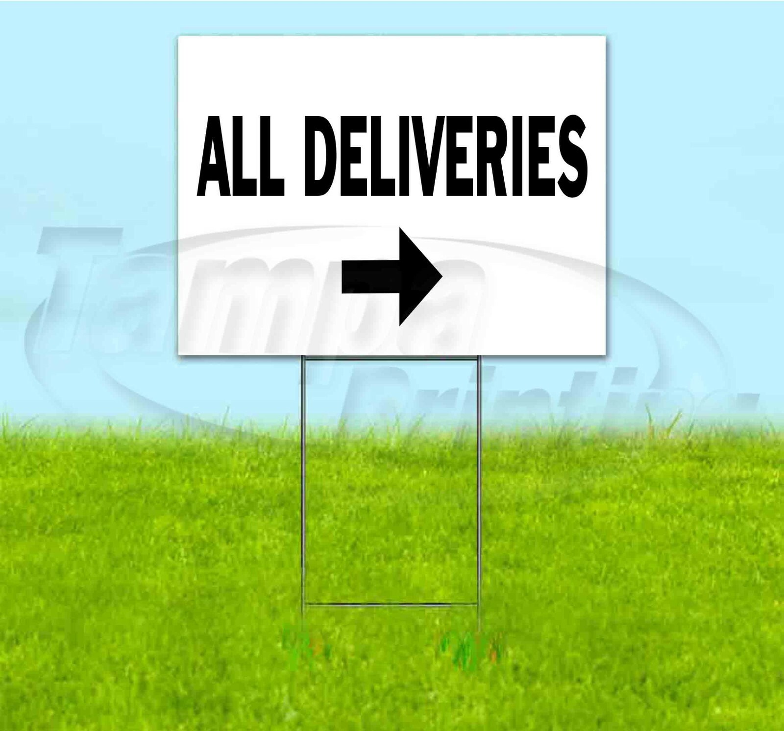 ALL DELIVERIES ARROW 18×24 Yard Sign Corrugated Plastic Bandit Lawn DIRECTIONAL