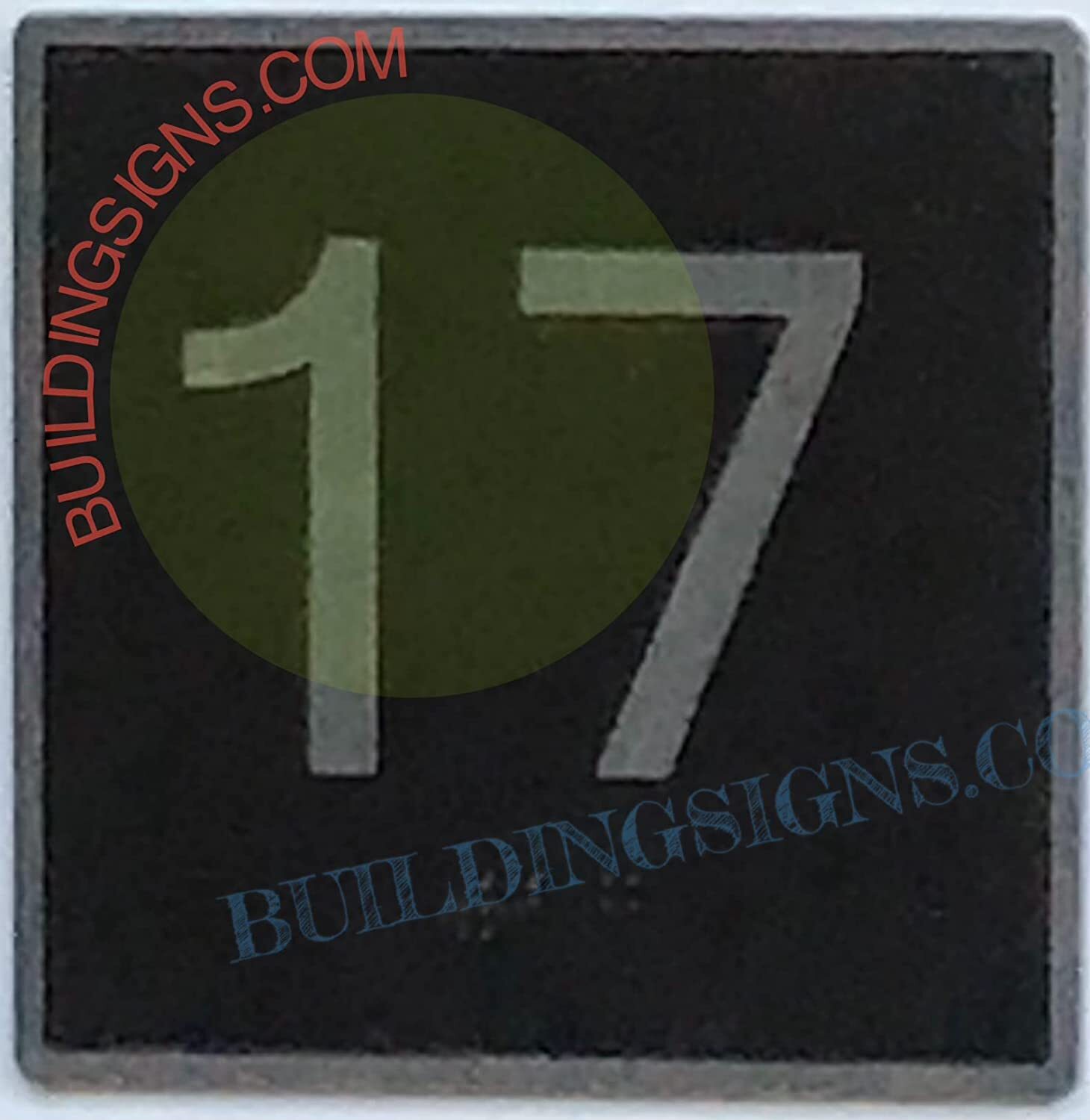 ELEVATOR FLOOR NUMBER 17 SIGN- ELEVATOR JAMB PLATE FLOOR 17 SIGN