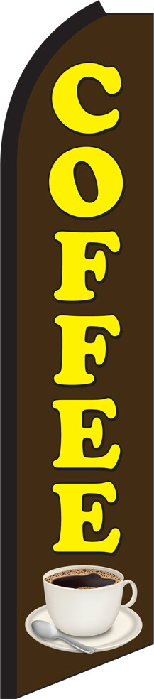 Coffee 15′ Tall Swooper Flag & Pole Kit Feather Super Banner