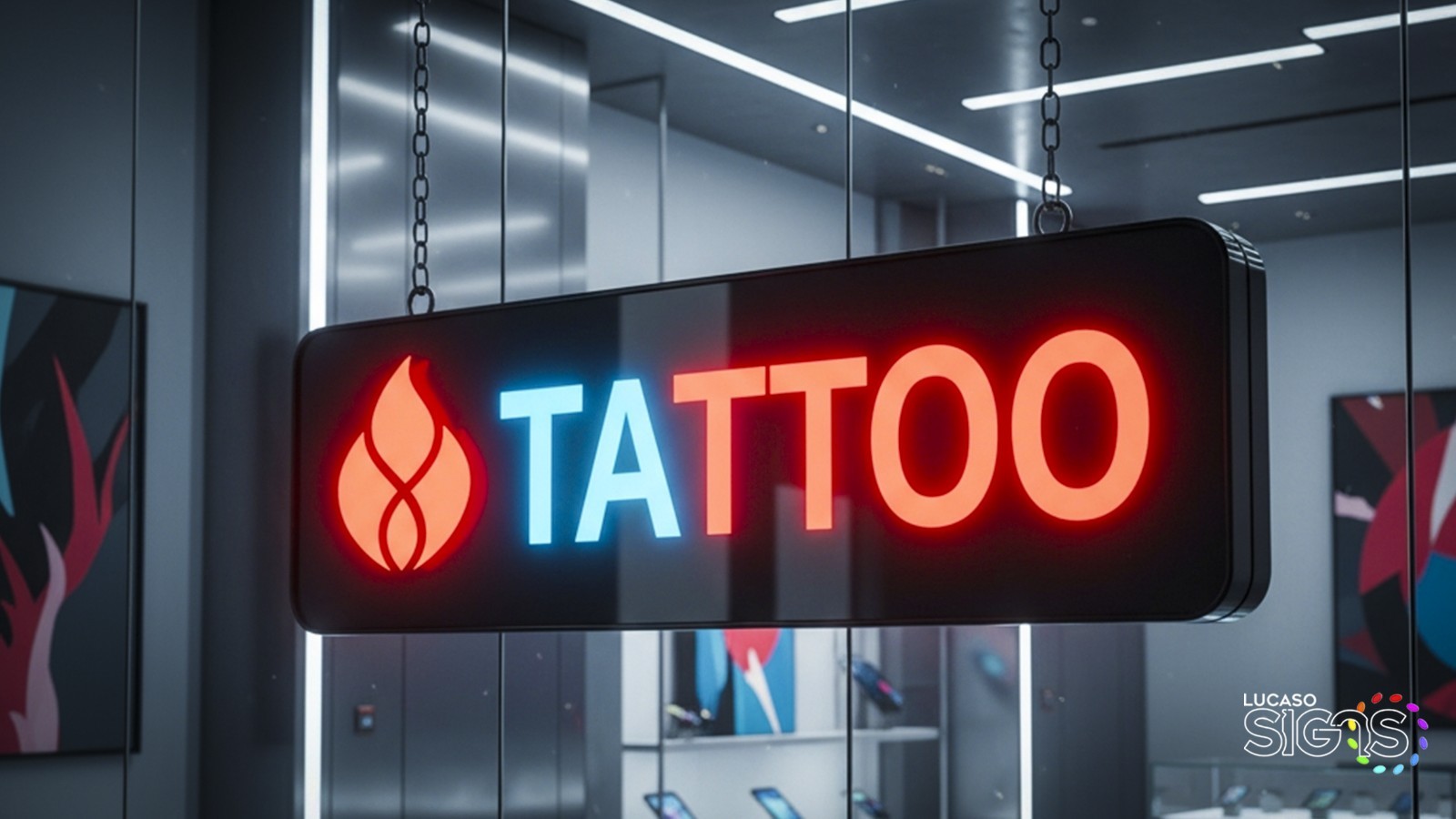 Custom LED Hanging Window Sign – Business Logo, Storefront Lighted Indoor