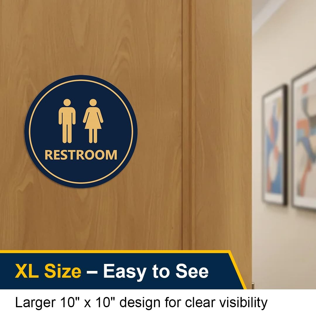 1 PC Circle Unisex Restroom Sign Black Medium Wall Door Adhesive Display Tape